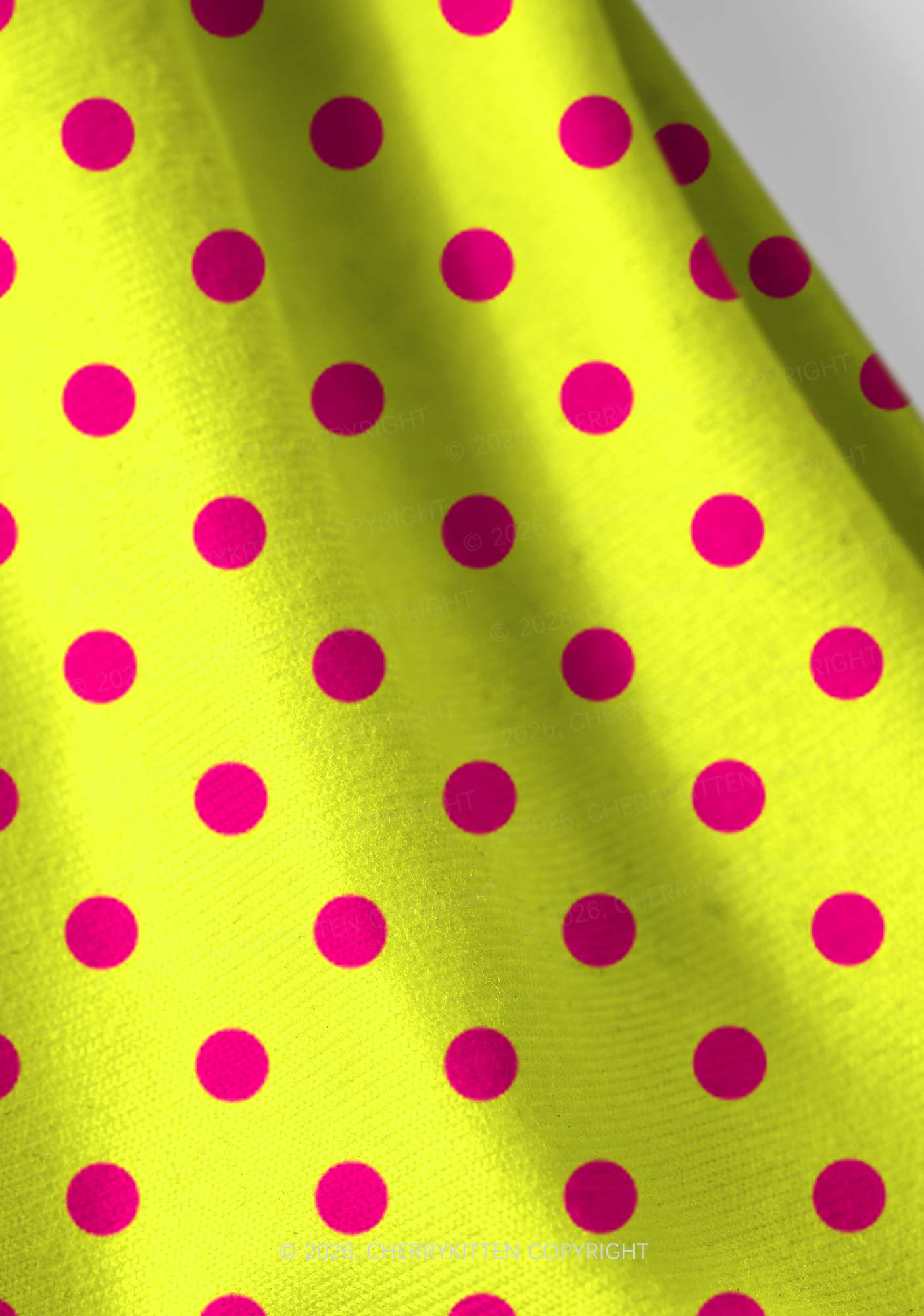 Hot Pink Dots On Yellow Y2K Print Headband Cherrykitten