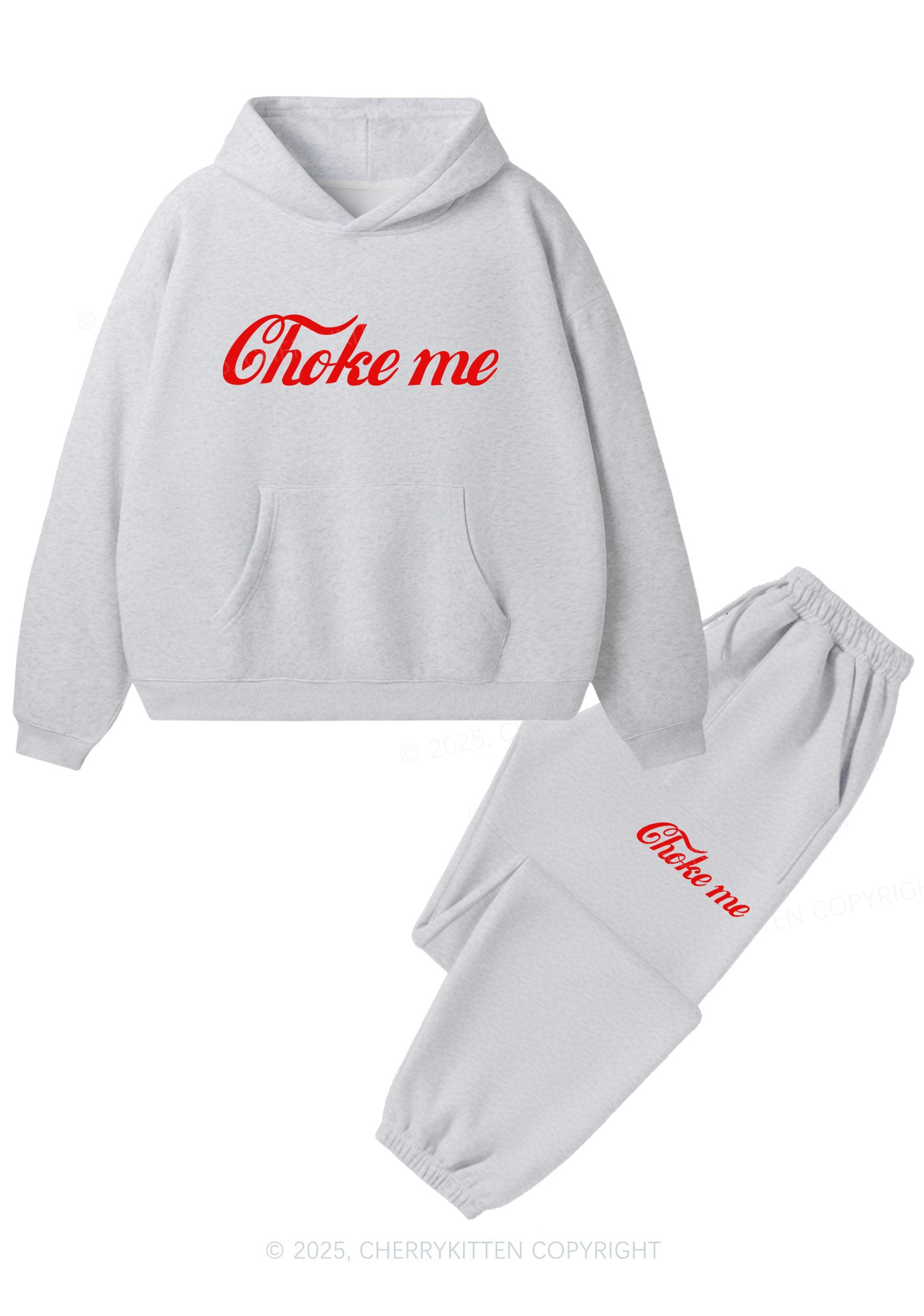 Choke Me Y2K Fleece Hoodie Set Cherrykitten