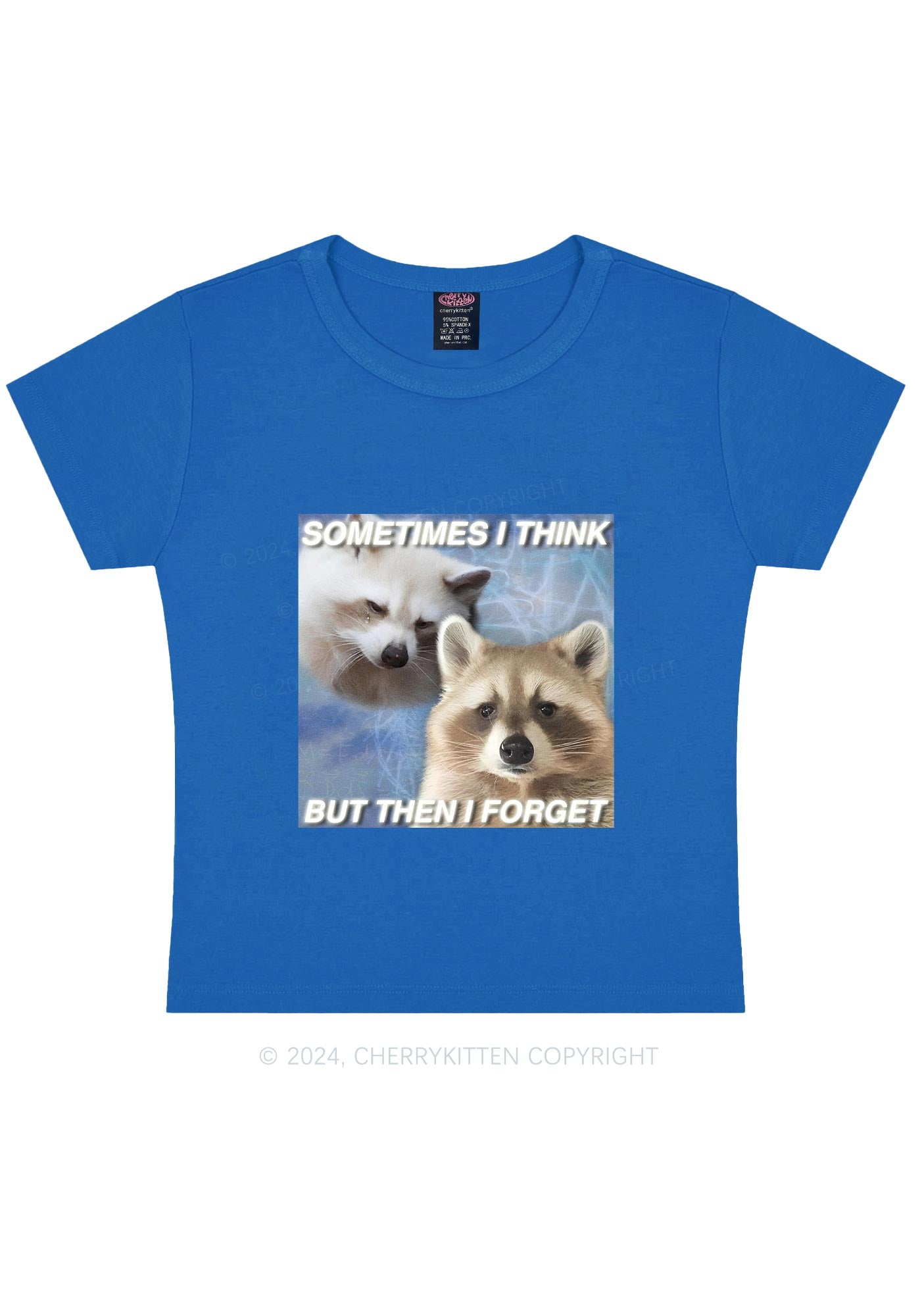 Raccoon Sometimes Think Y2K Baby Tee Cherrykitten