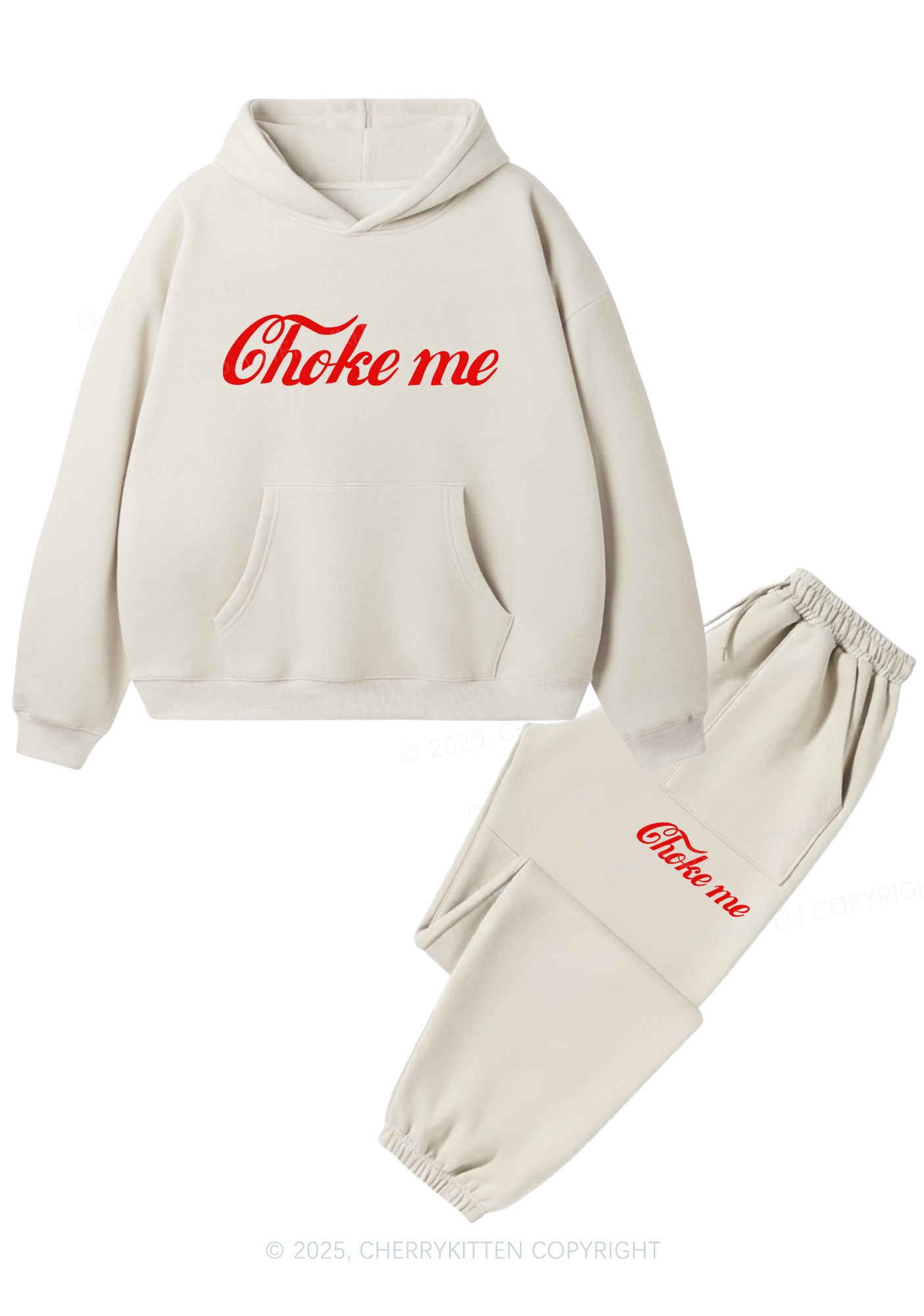 Choke Me Y2K Fleece Hoodie Set Cherrykitten