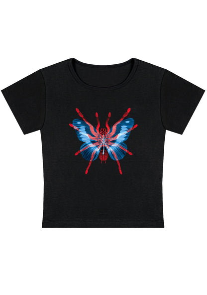 Curvy Red Blue Spider Fly Baby Tee