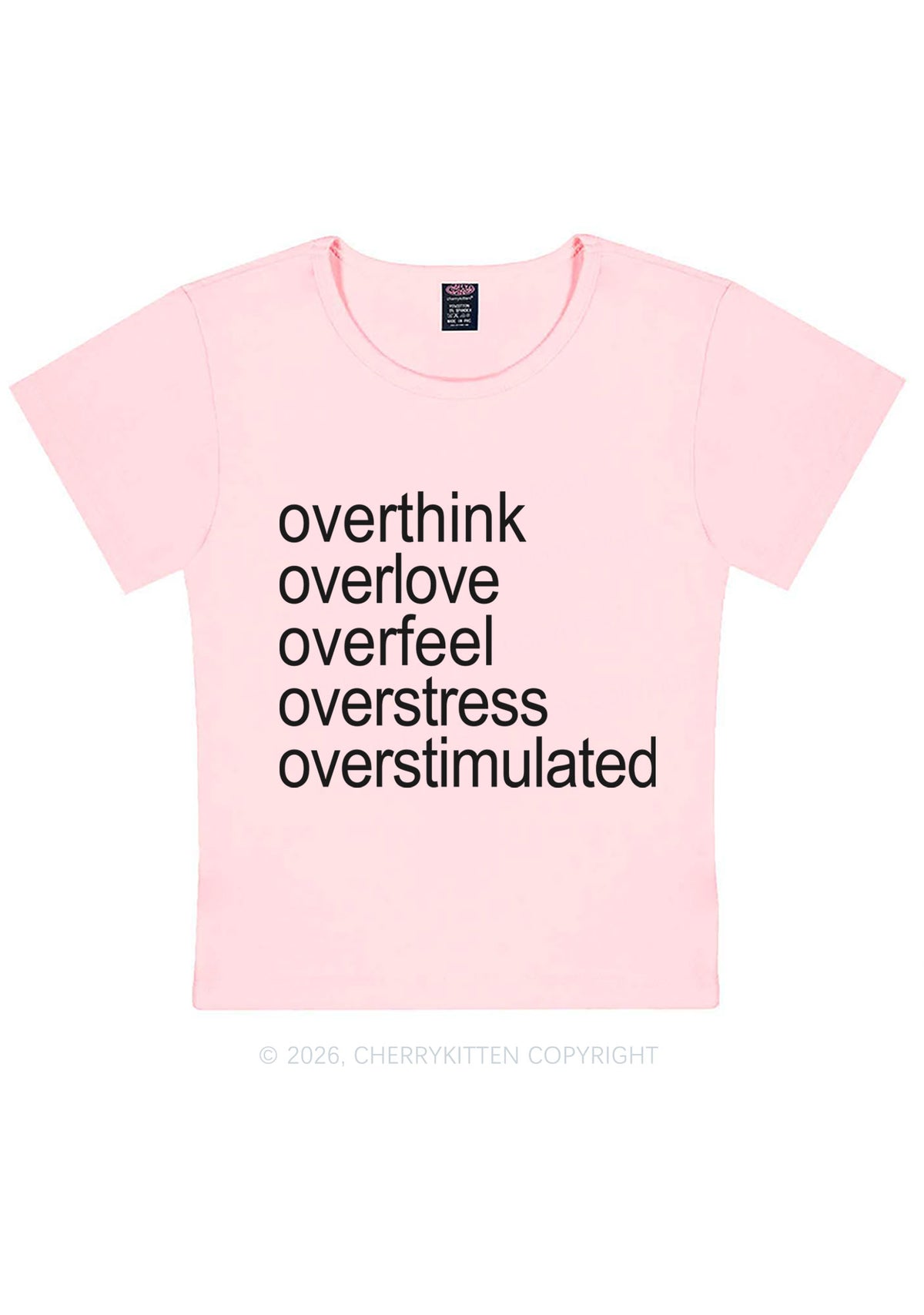 Overstimulated Slogan Y2K Baby Tee Cherrykitten
