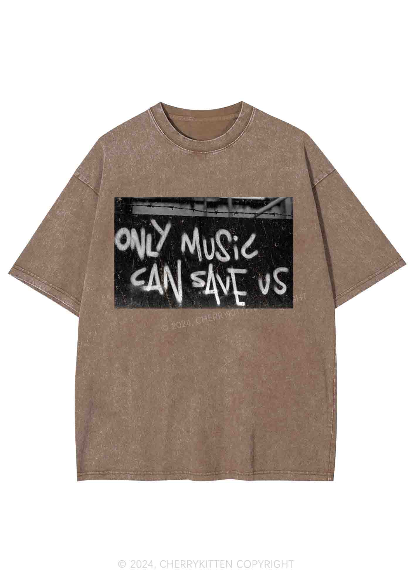 Only Music Can Save Us Y2K Washed Tee Cherrykitten