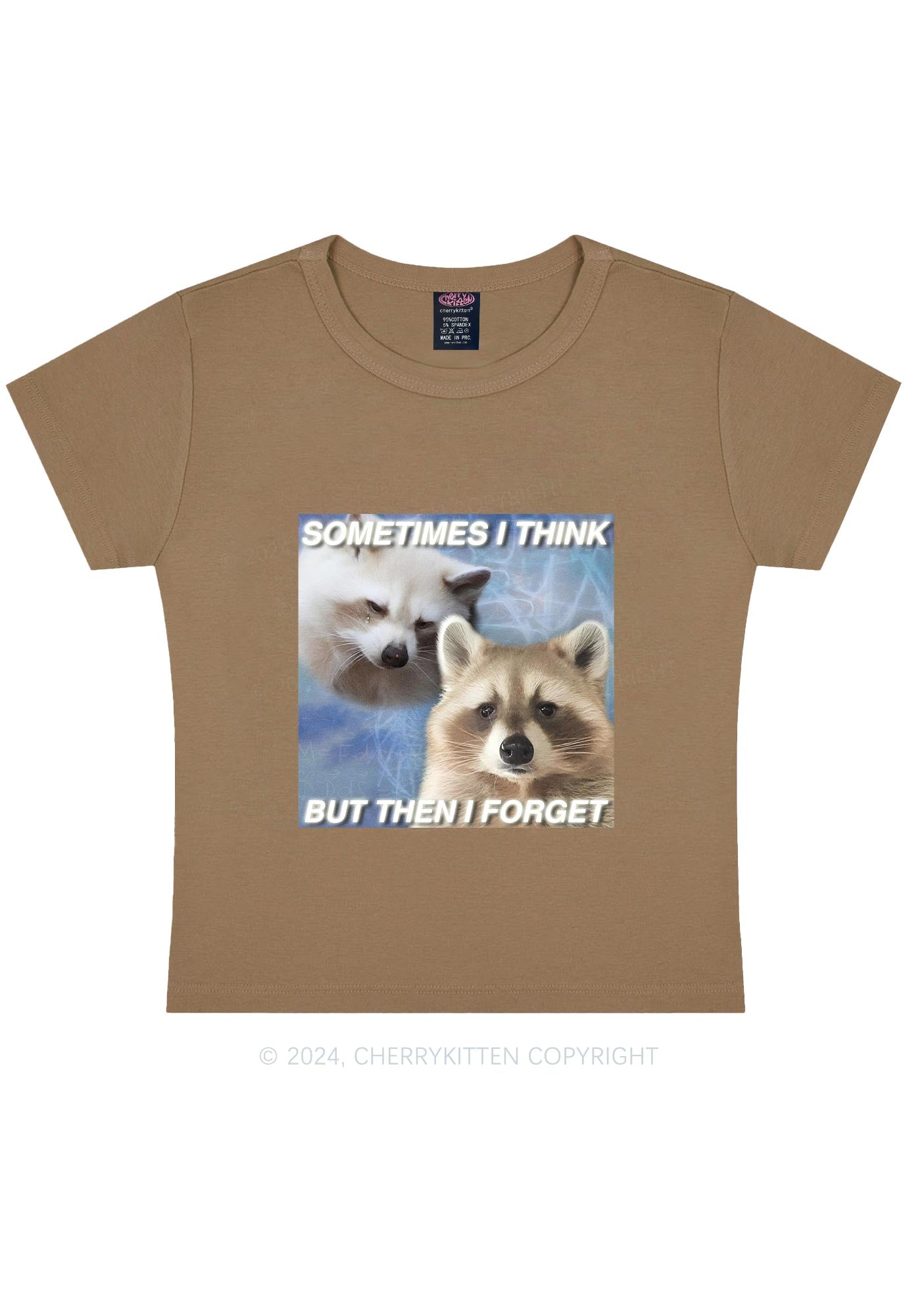 Raccoon Sometimes Think Y2K Baby Tee Cherrykitten