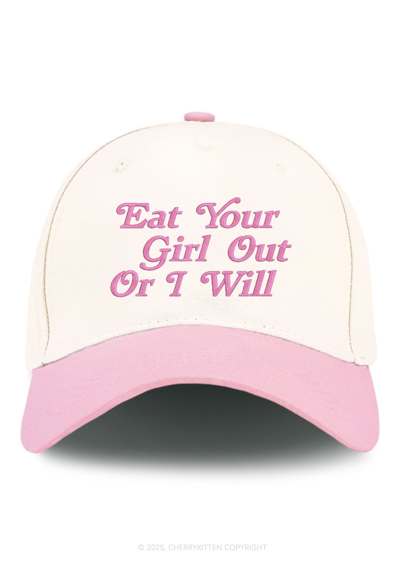 Embroidered Eat Your Girl Out Pride Y2K Color Block Baseball Cap Cherrykitten