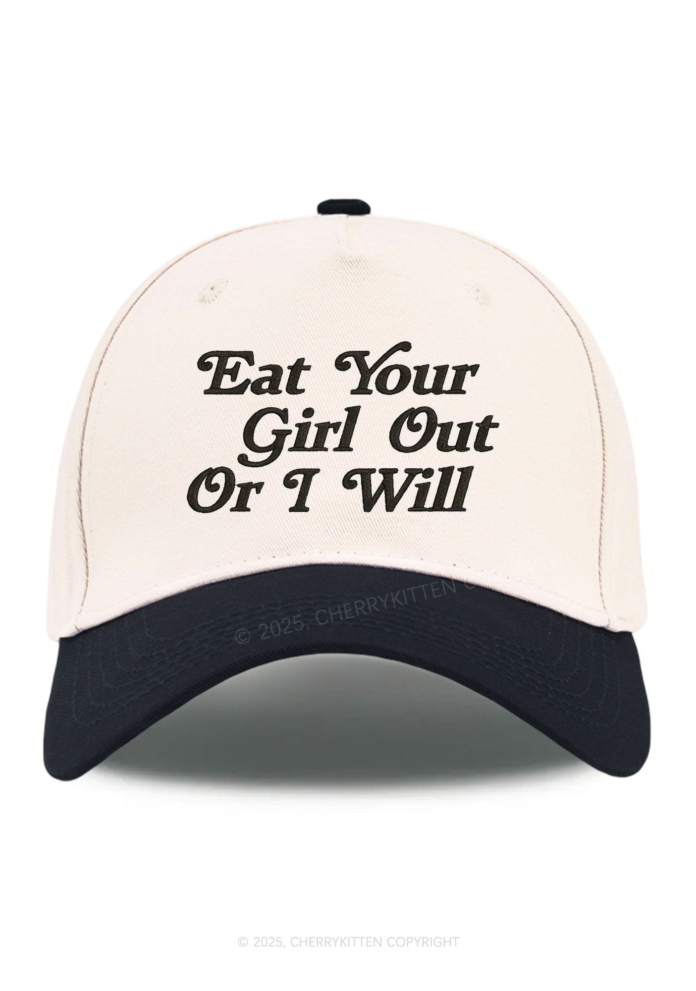 Embroidered Eat Your Girl Out Pride Y2K Color Block Baseball Cap Cherrykitten