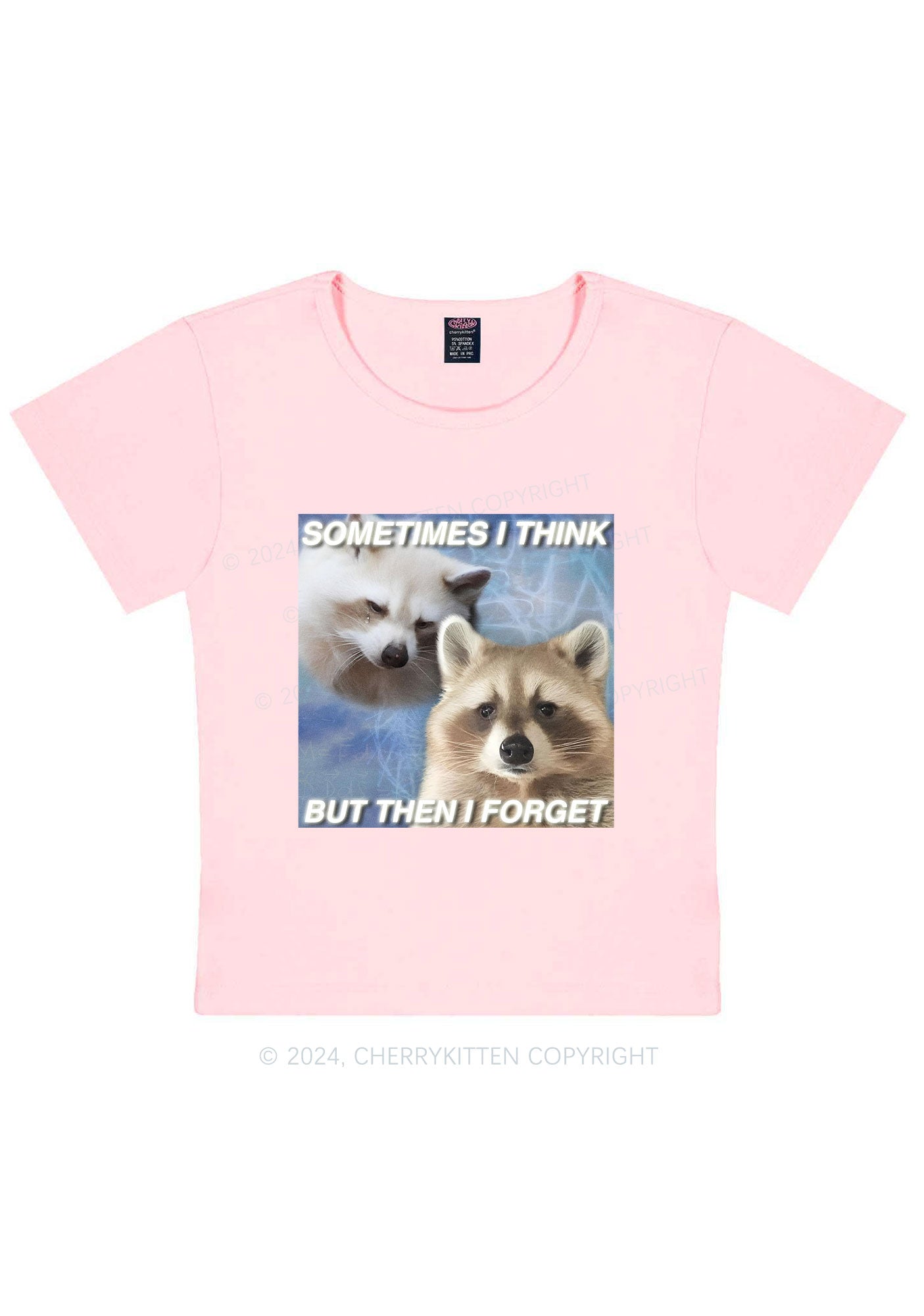 Raccoon Sometimes Think Y2K Baby Tee Cherrykitten