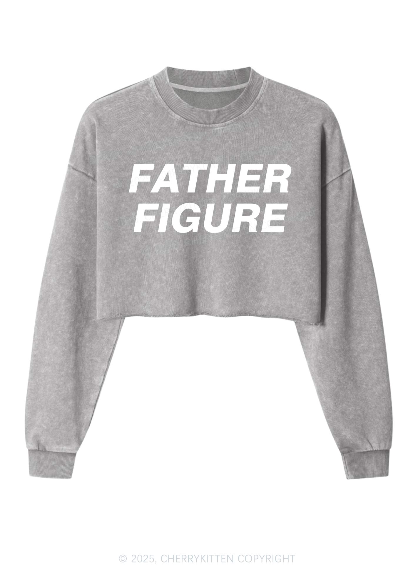 Father Figure Y2K Crop Washed Sweatshirts Cherrykitten