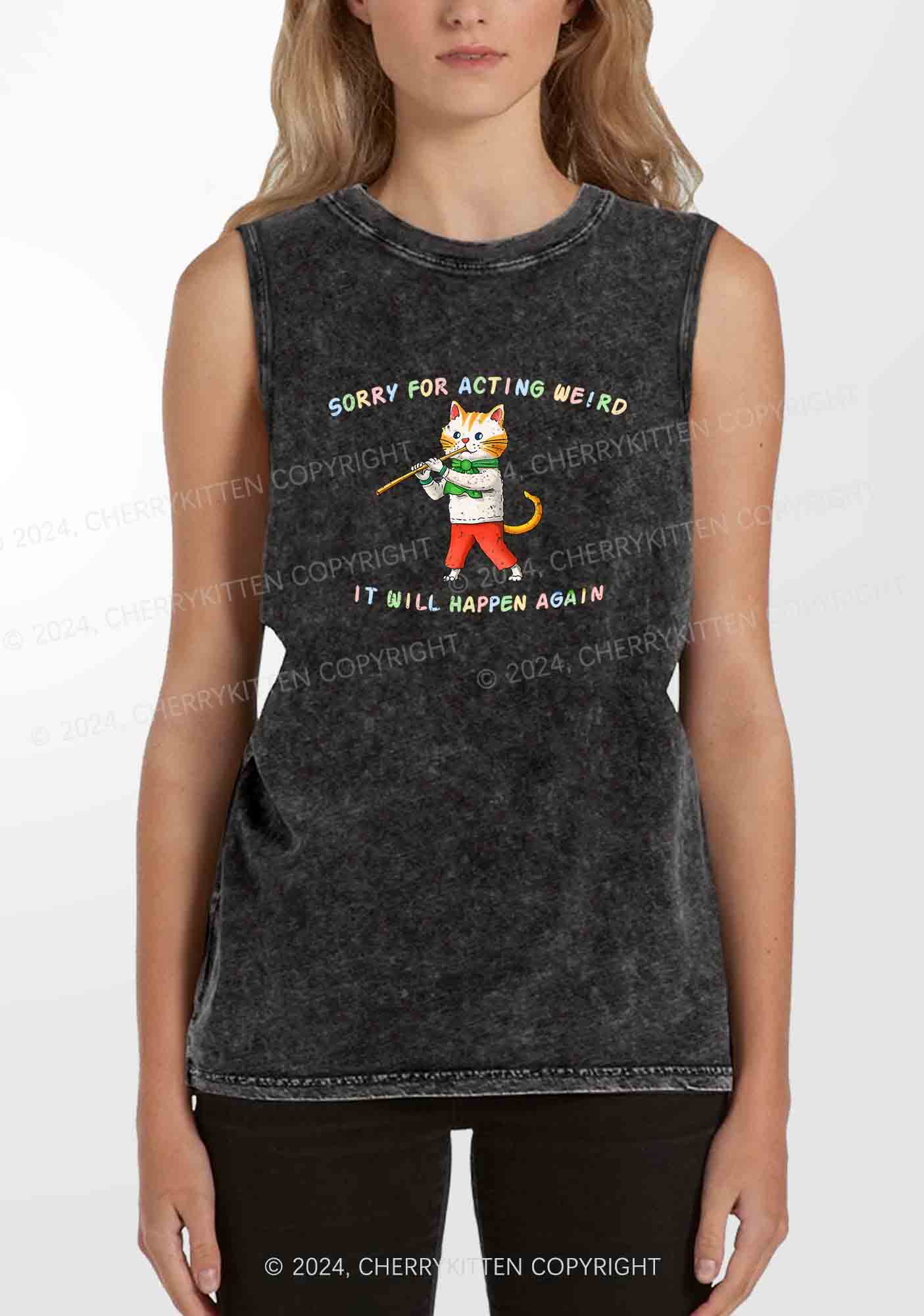 Sorry For Acting Weird Y2K Washed Tank Cherrykitten