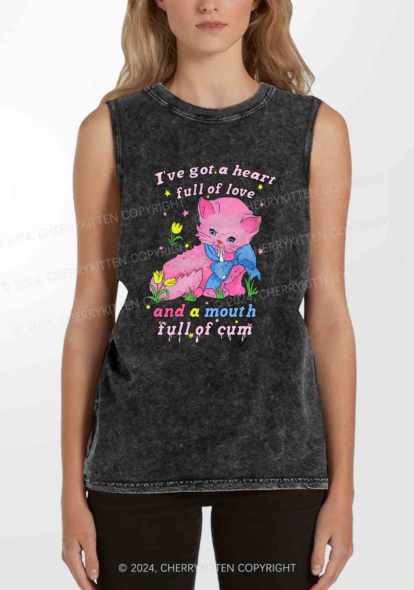 Heart Full Of Love Y2K Washed Tank Cherrykitten