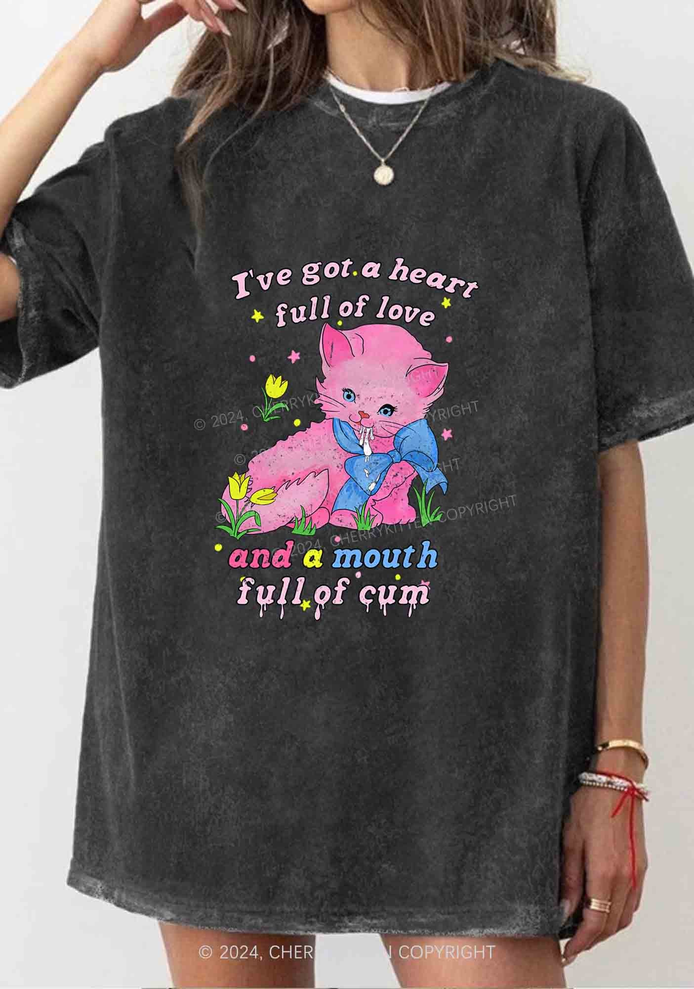 Heart Full Of Love Y2K Washed Tee Cherrykitten