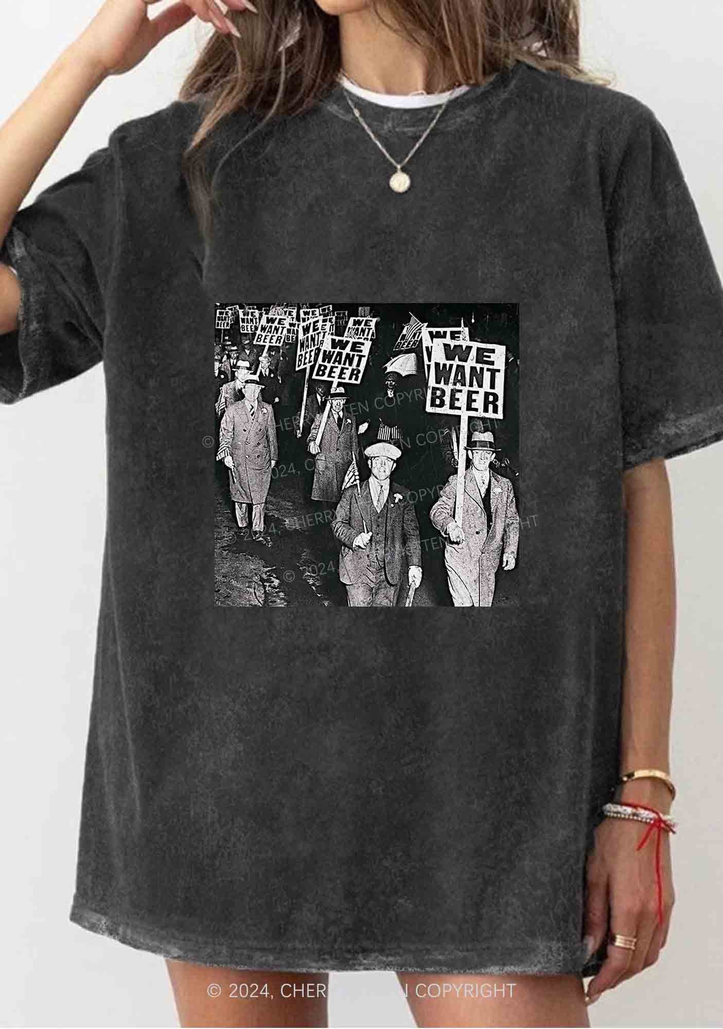 We Want Beer Y2K Washed Tee Cherrykitten