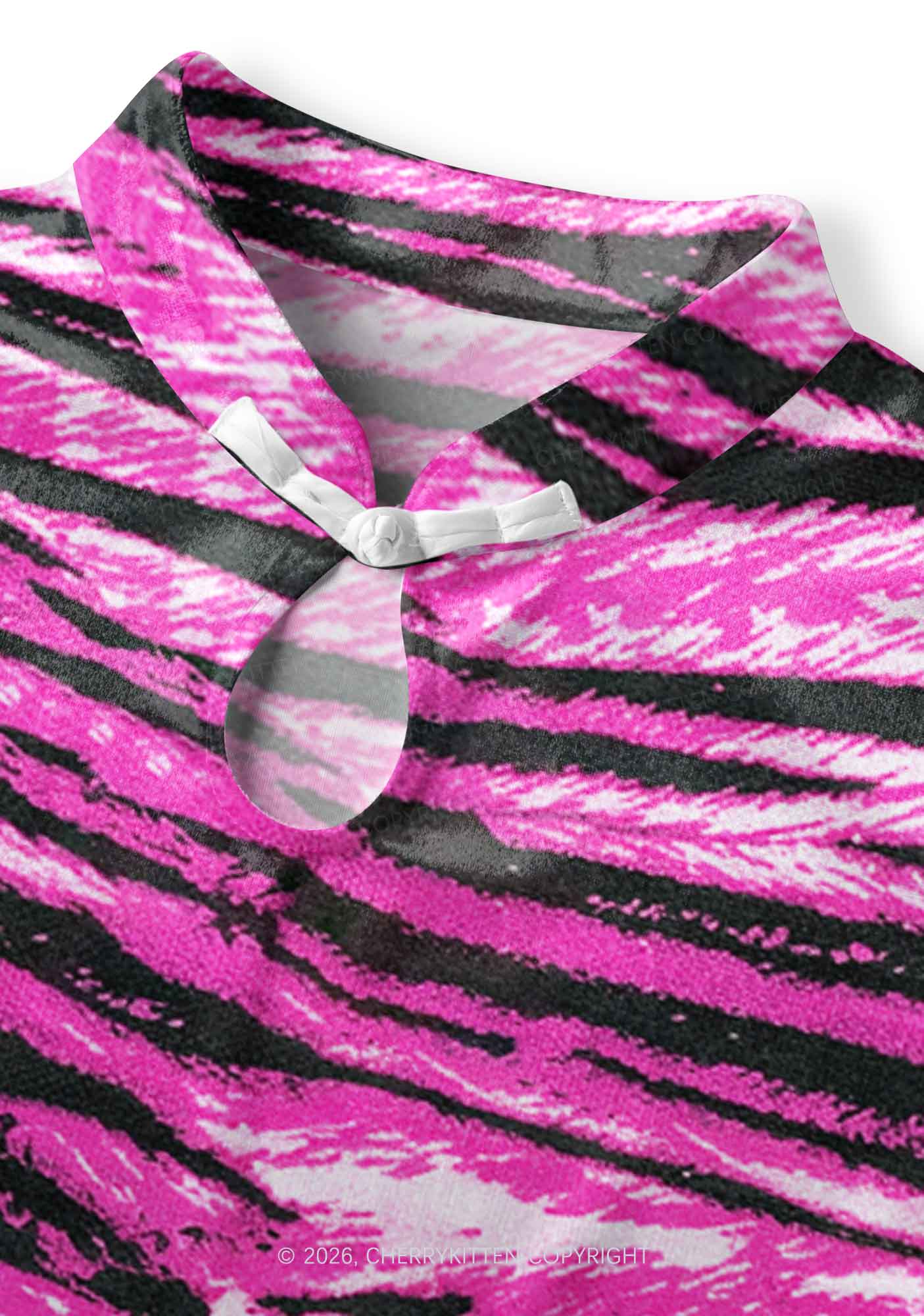 Blue Tiger Pink Zebra Stripe Y2K Cheongsam Mini Dress Cherrykitten