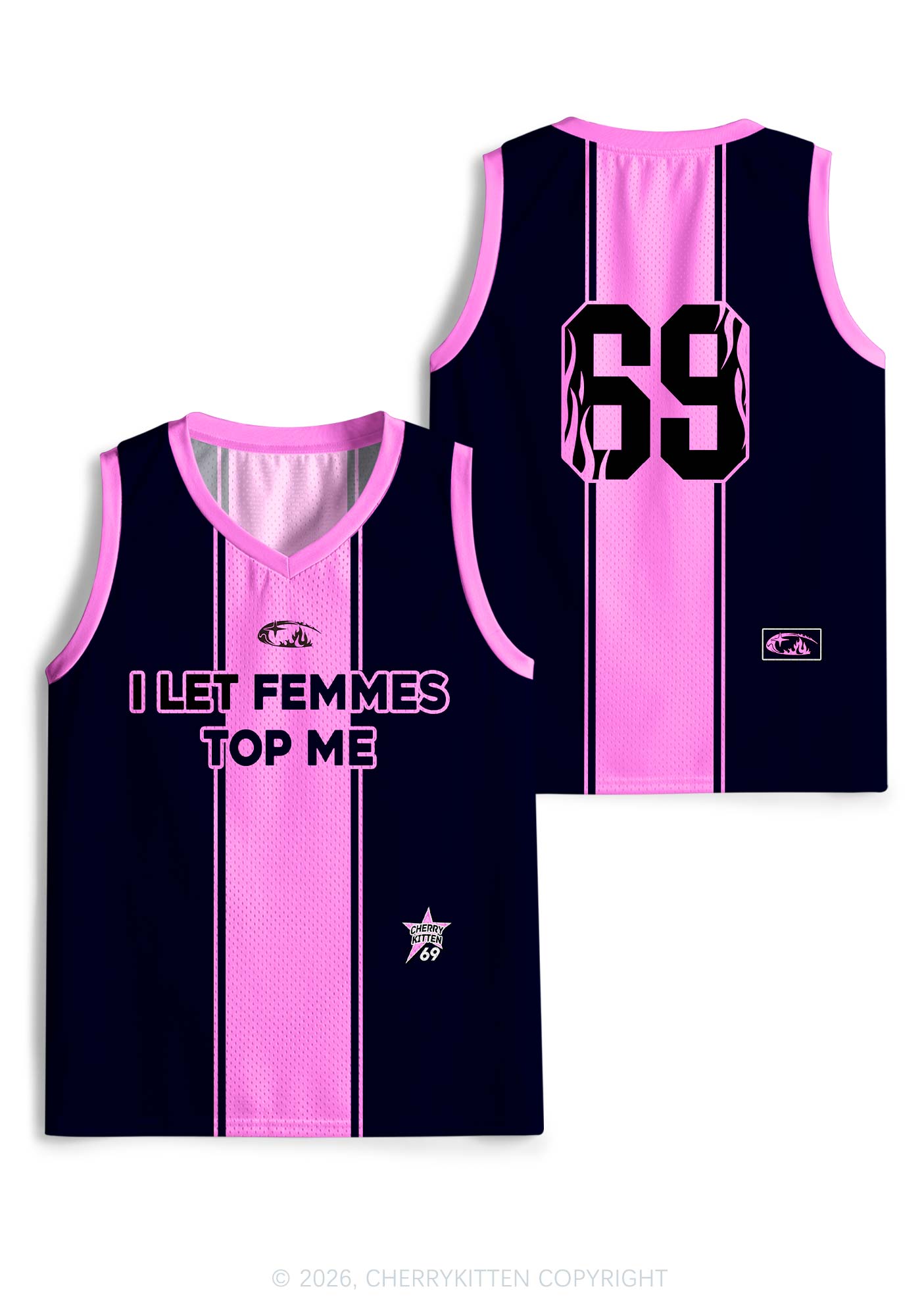 Pink Flame Star Femmes Top Me Pride Y2K Sport Jersey Tank Cherrykitten