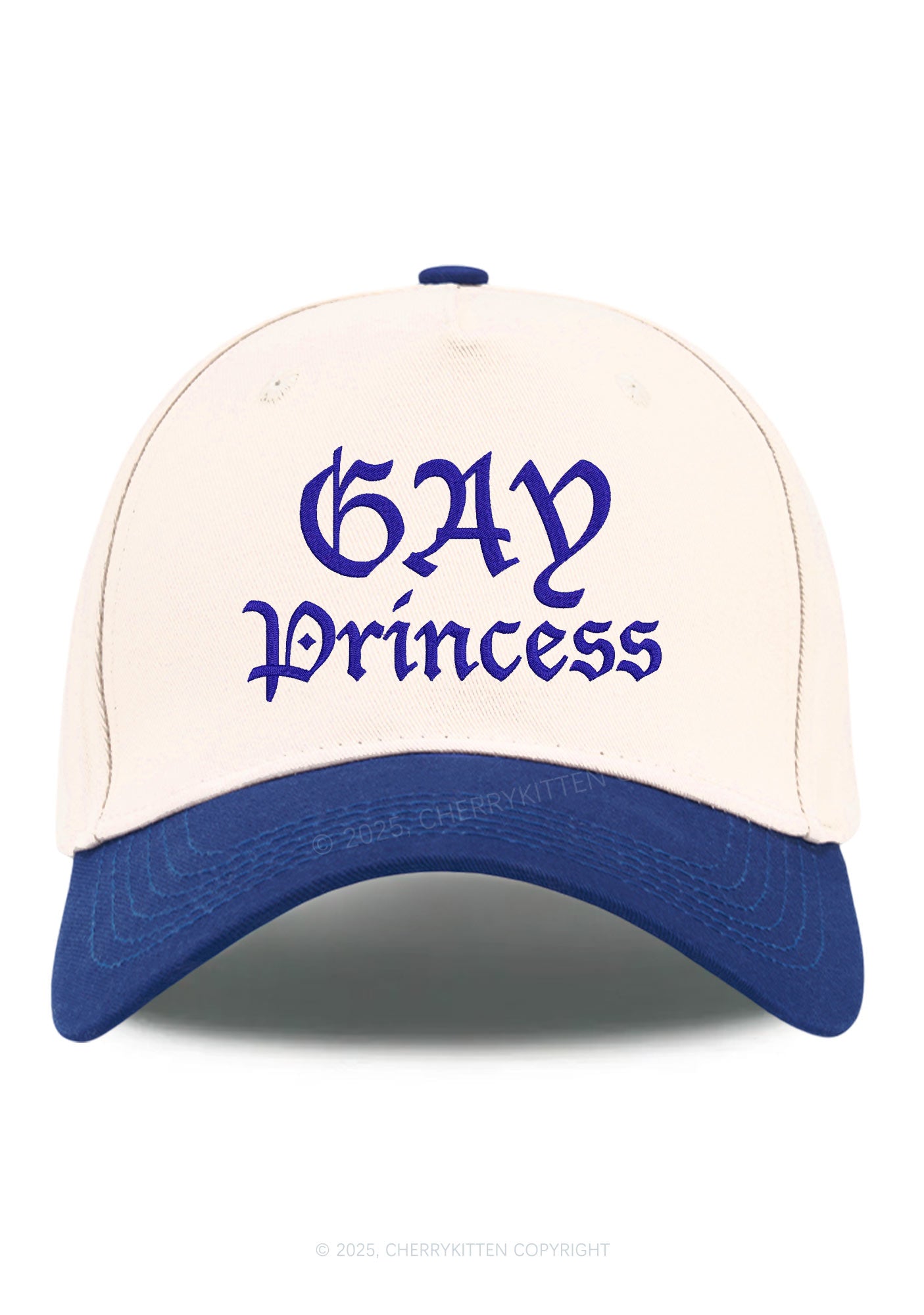 Embroidered Gay Princess Pride Y2K Color Block Baseball Cap Cherrykitten