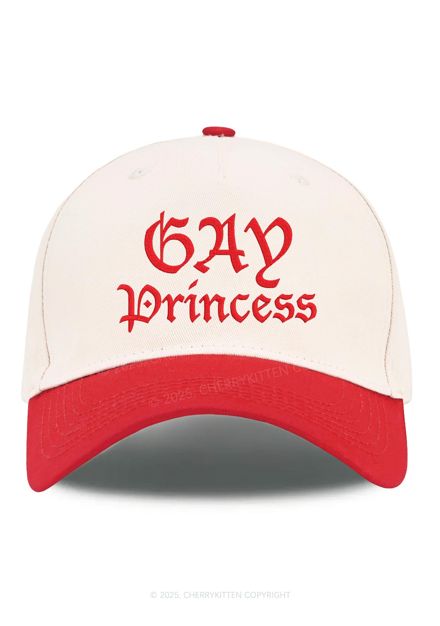 Embroidered Gay Princess Pride Y2K Color Block Baseball Cap Cherrykitten