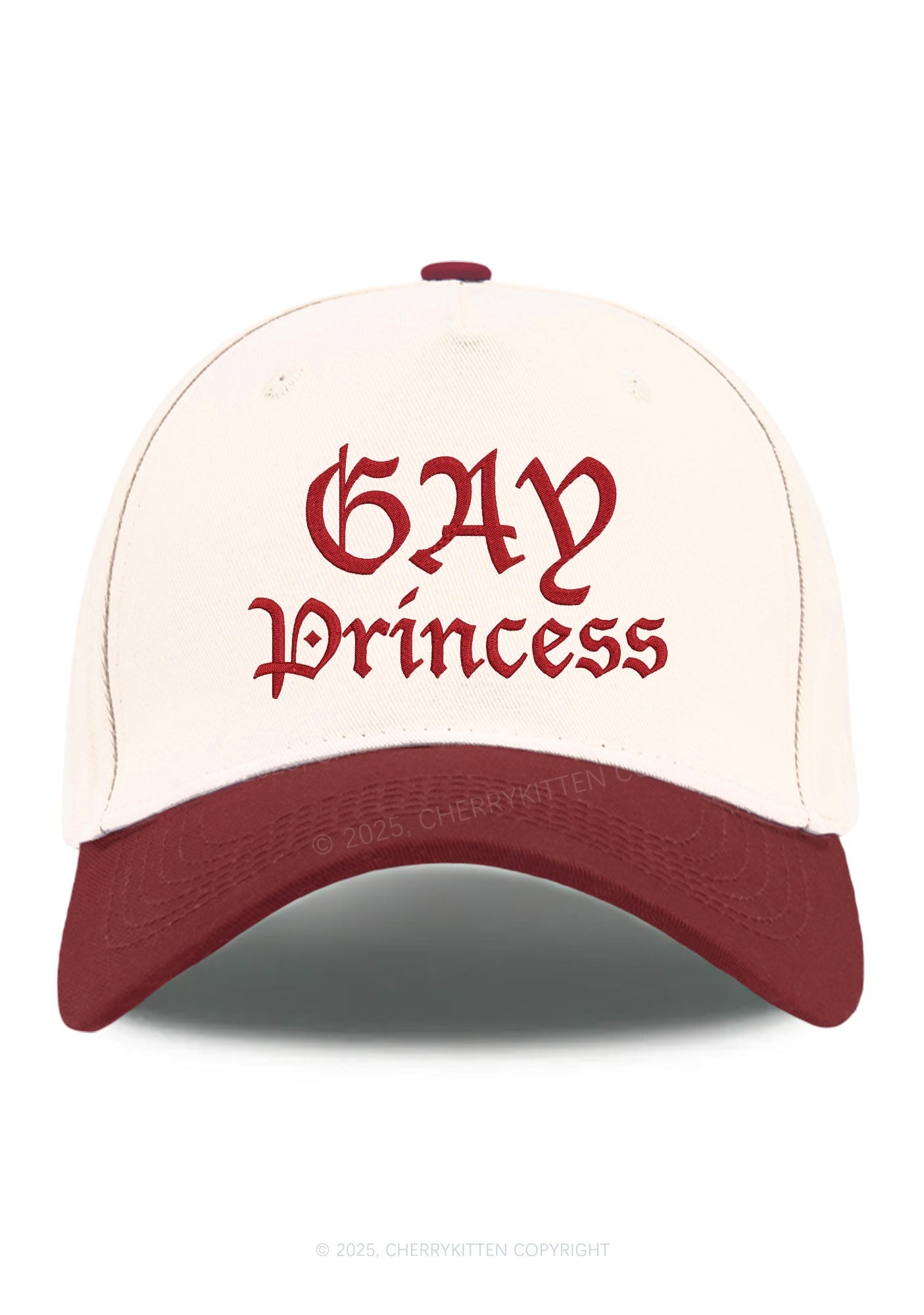 Embroidered Gay Princess Pride Y2K Color Block Baseball Cap Cherrykitten