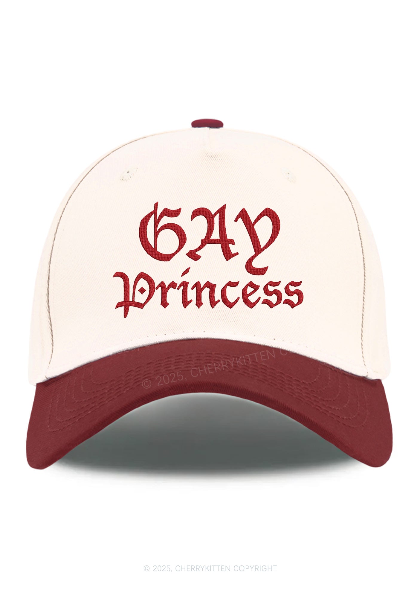 Embroidered Gay Princess Pride Y2K Color Block Baseball Cap Cherrykitten