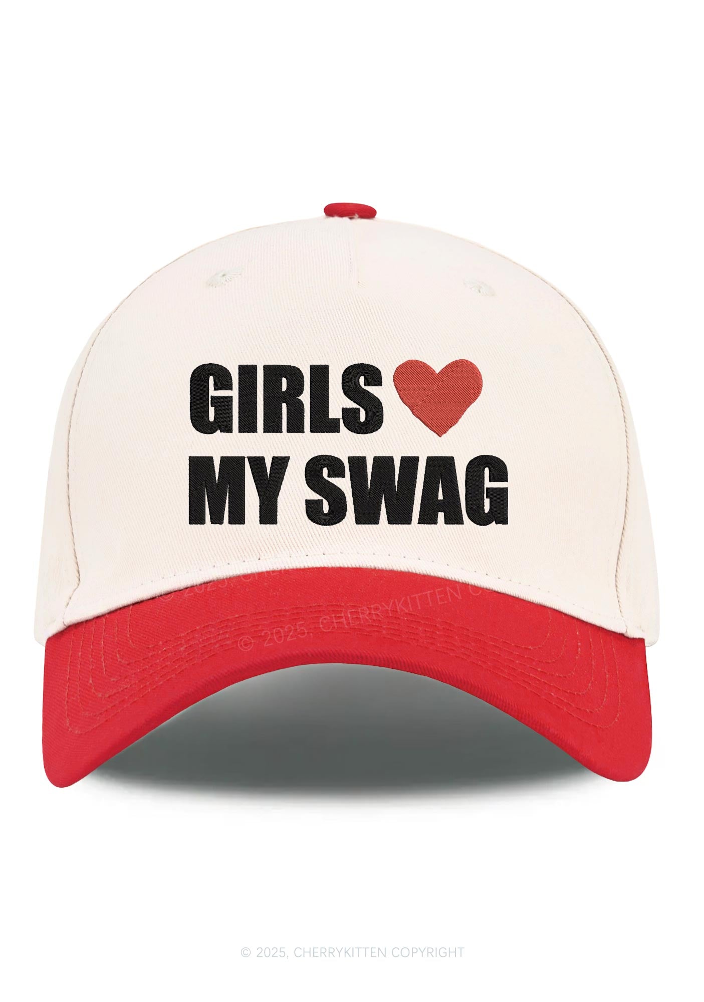 Embroidered Girls Love My Swag Pride Y2K Color Block Baseball Cap Cherrykitten
