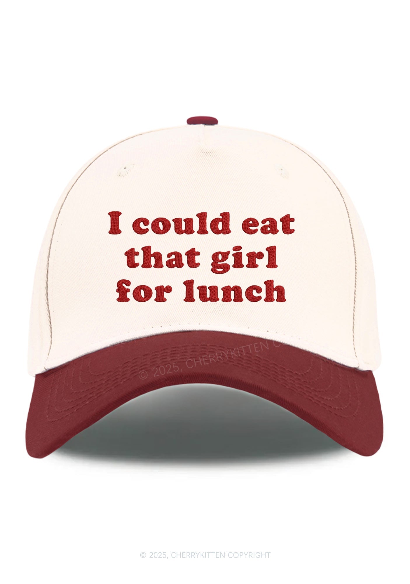 Embroidered Eat That Girl For Lunch Pride Y2K Color Block Baseball Cap Cherrykitten