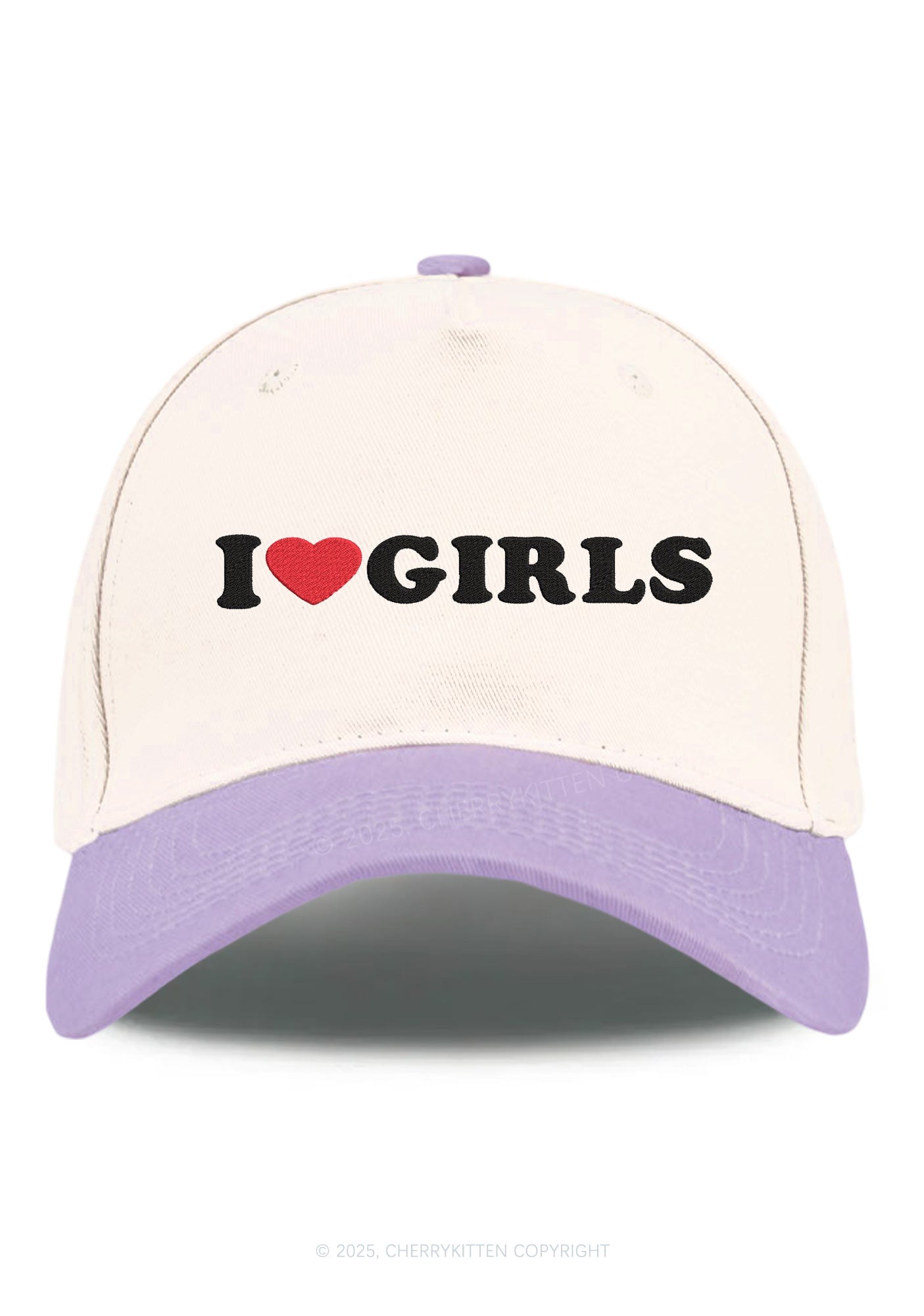 Embroidered I Love Girls Pride Y2K Color Block Baseball Cap Cherrykitten