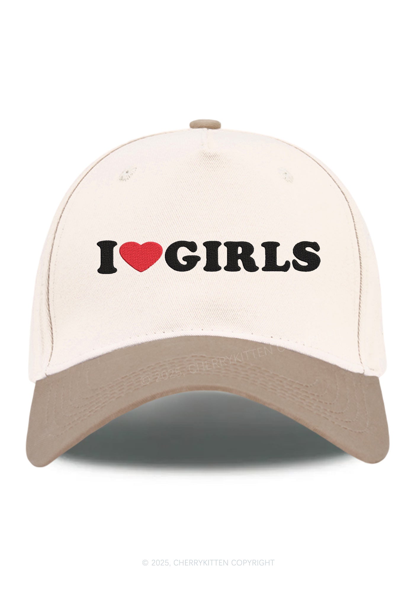 Embroidered I Love Girls Pride Y2K Color Block Baseball Cap Cherrykitten
