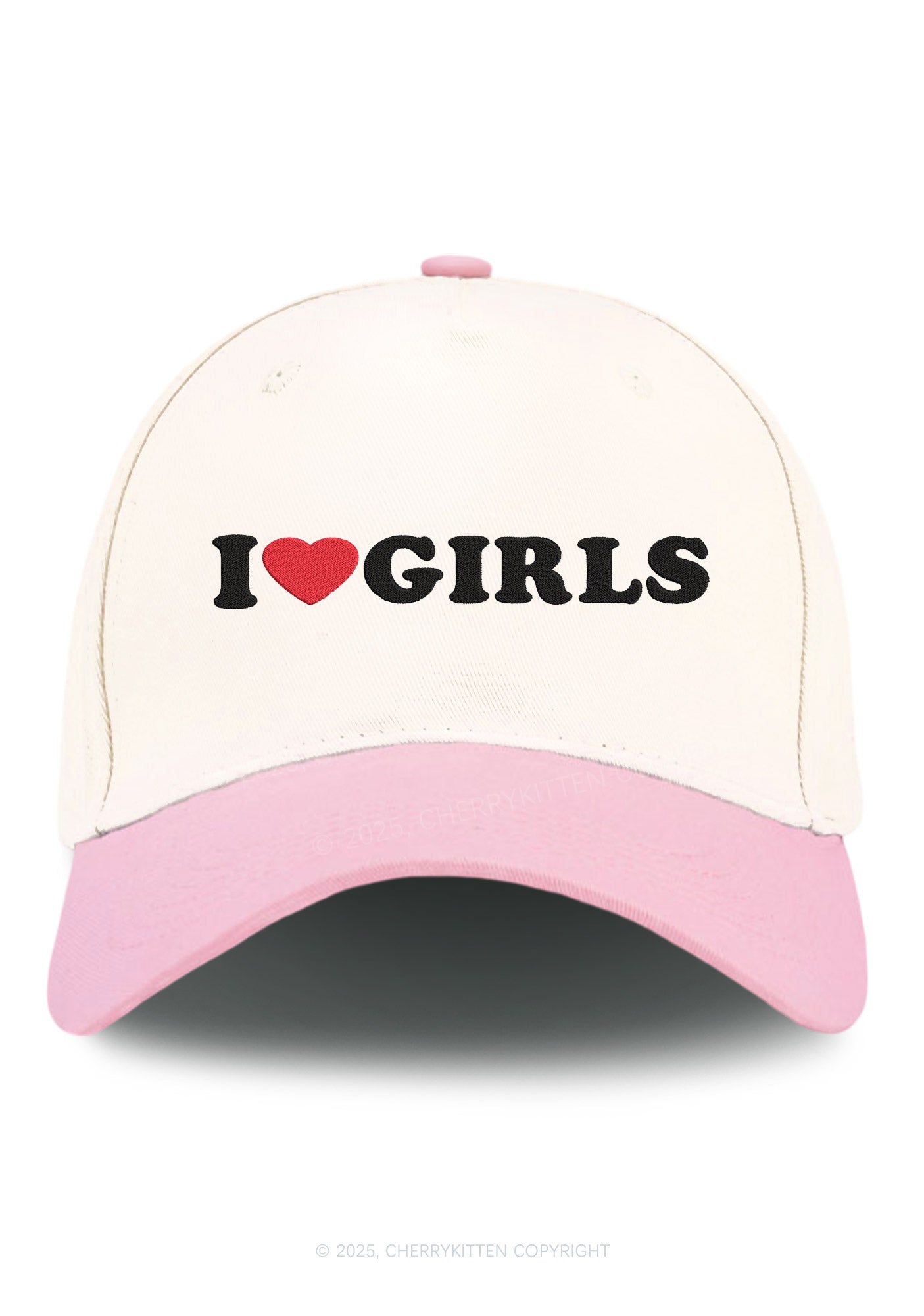 Embroidered I Love Girls Pride Y2K Color Block Baseball Cap Cherrykitten