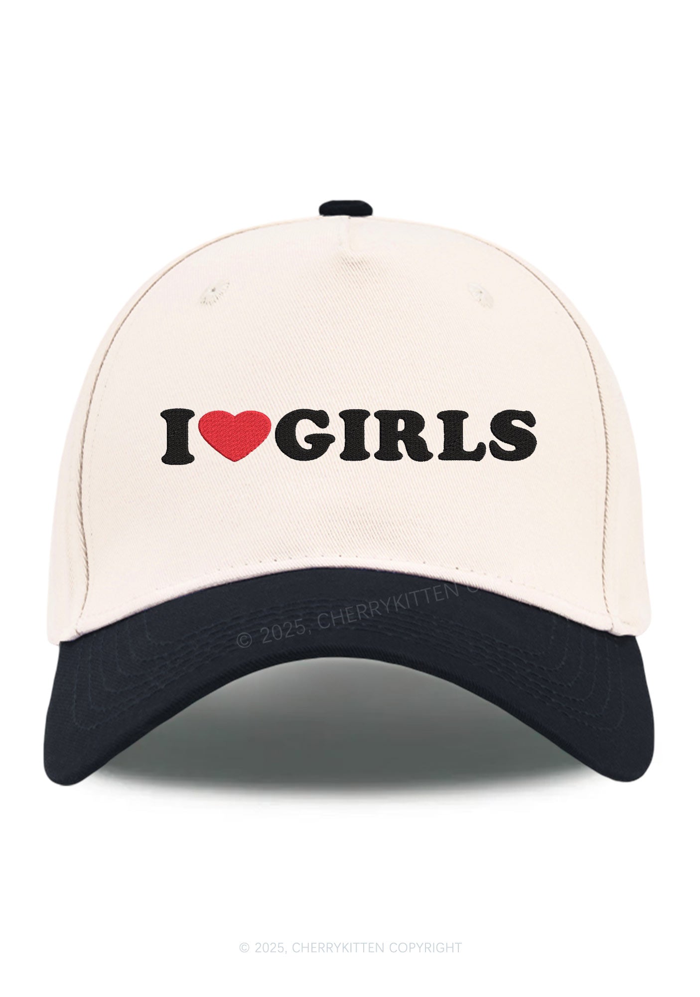 Embroidered I Love Girls Pride Y2K Color Block Baseball Cap Cherrykitten