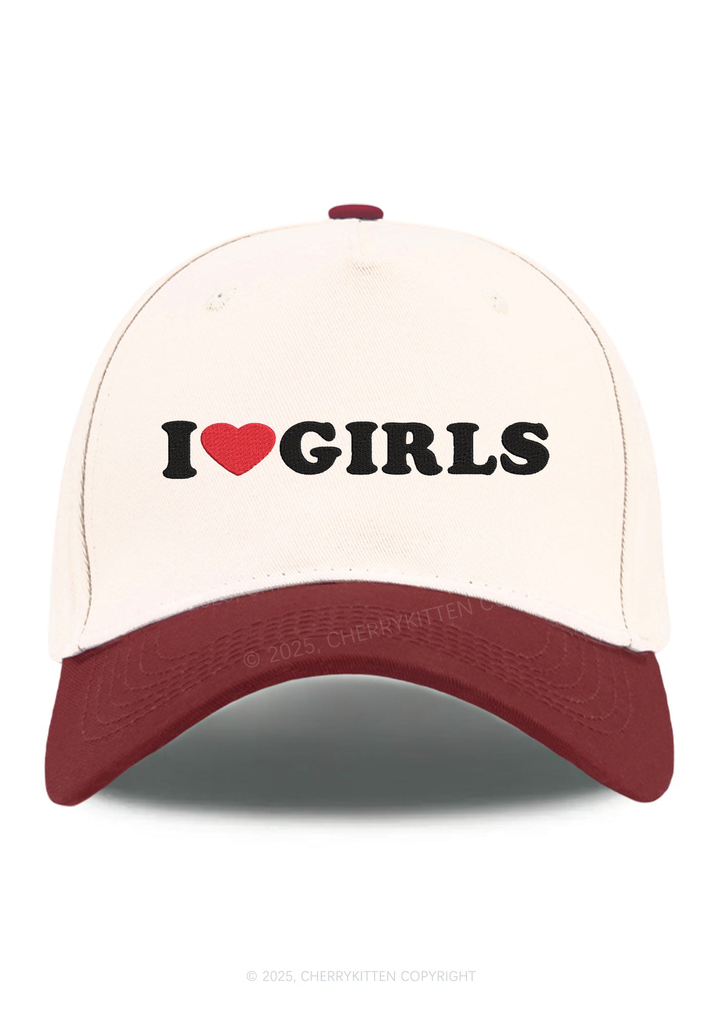 Embroidered I Love Girls Pride Y2K Color Block Baseball Cap Cherrykitten