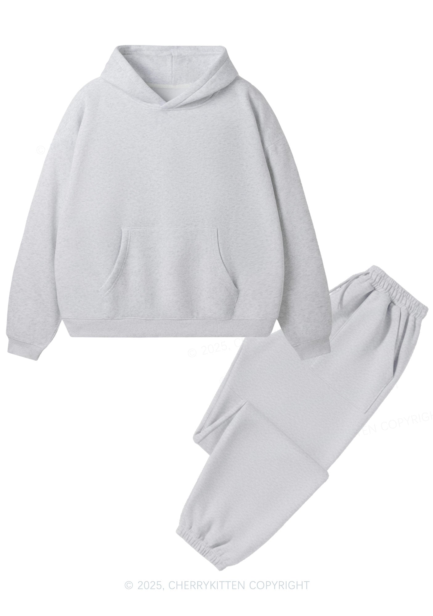 Plain Y2K Fleece Hoodie Set Cherrykitten