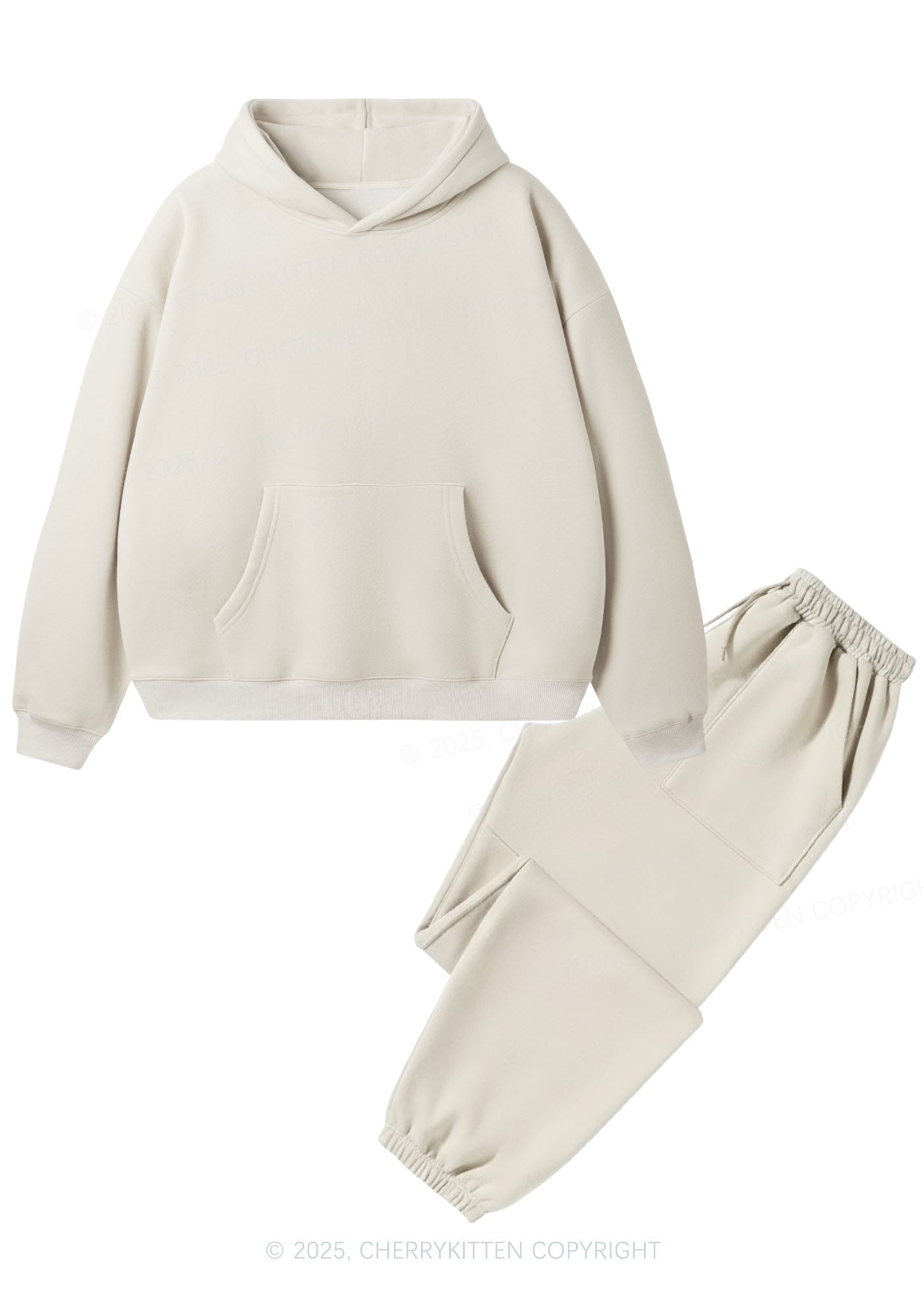 Plain Y2K Fleece Hoodie Set Cherrykitten