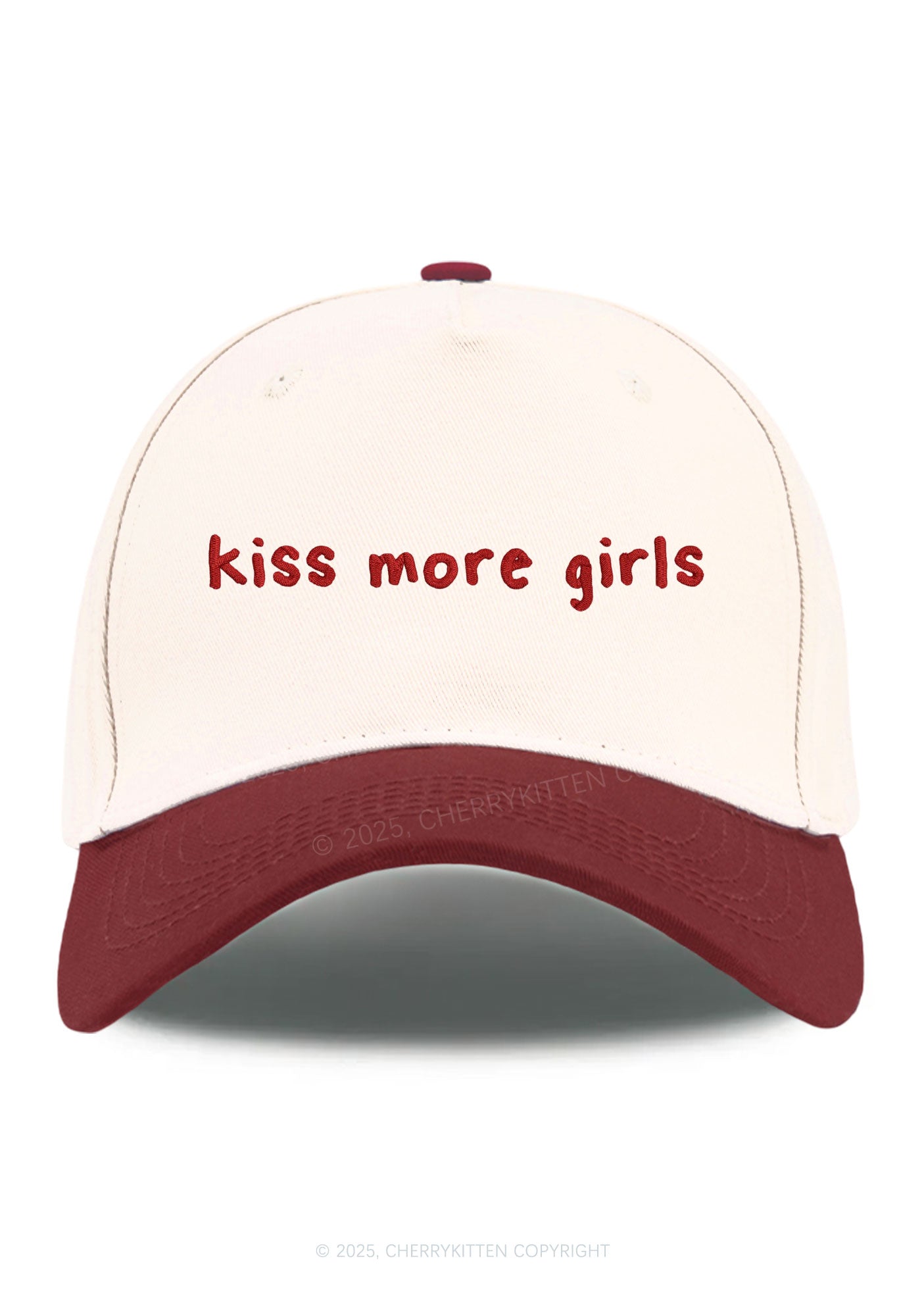 Embroidered Kiss More Girls Pride Y2K Color Block Baseball Cap Cherrykitten