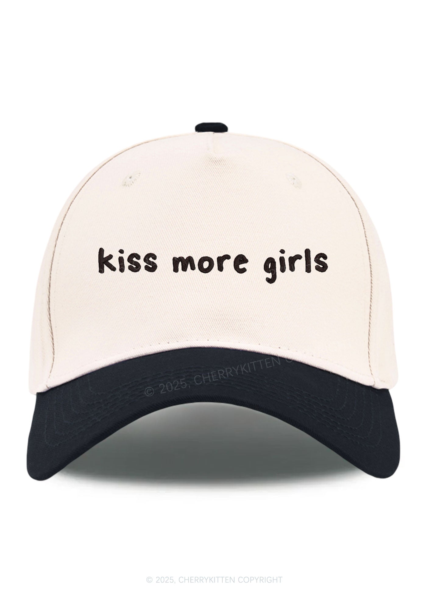 Embroidered Kiss More Girls Pride Y2K Color Block Baseball Cap Cherrykitten