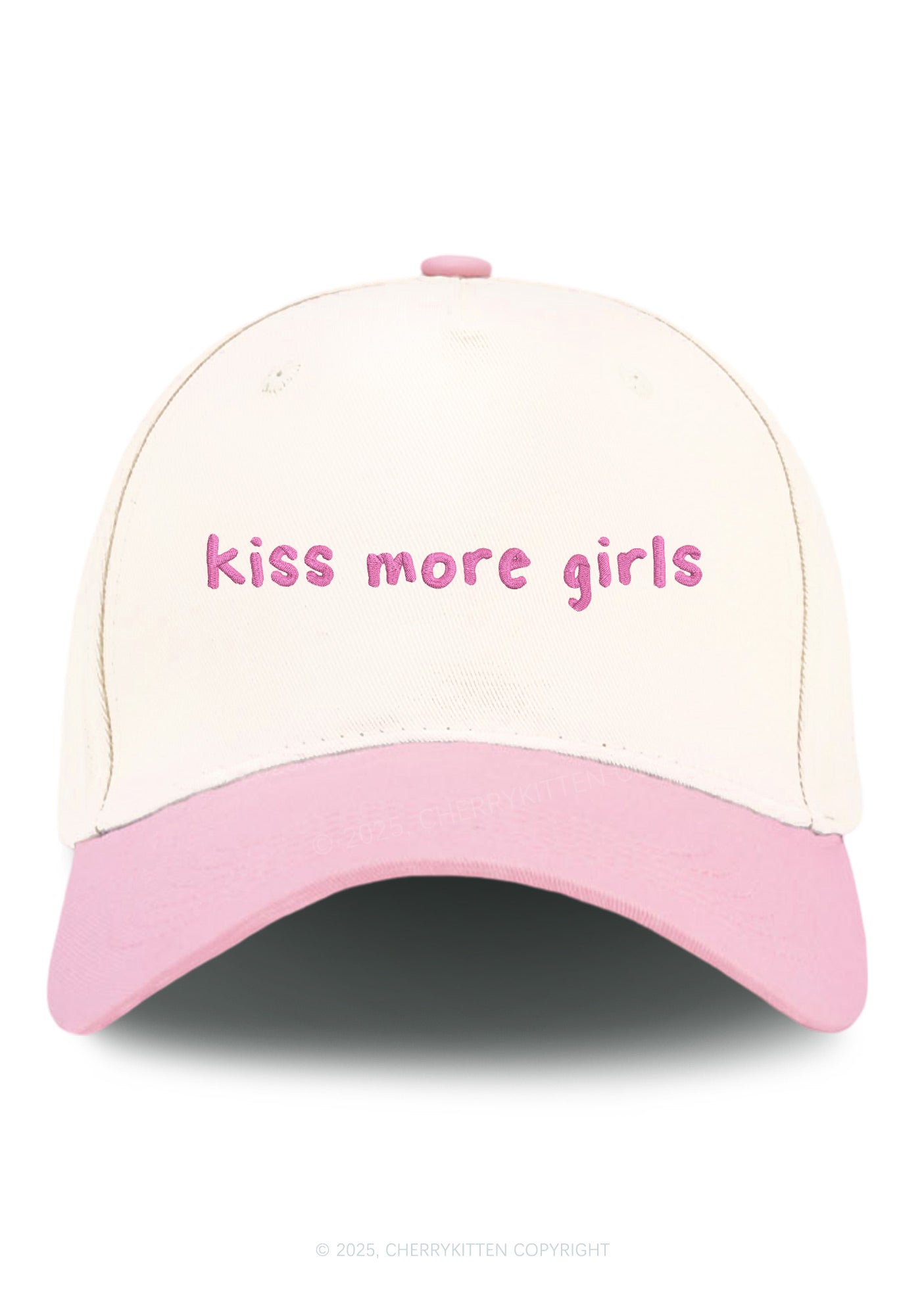 Embroidered Kiss More Girls Pride Y2K Color Block Baseball Cap Cherrykitten