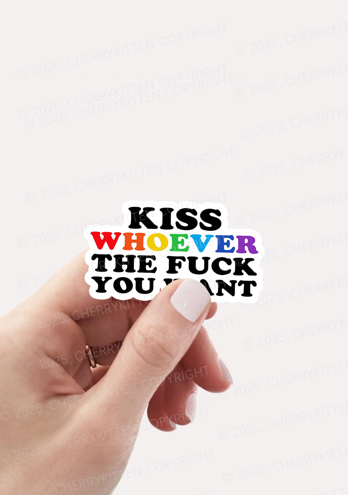 Kiss Whoever You Want Pride 1Pc Y2K Sticker Cherrykitten