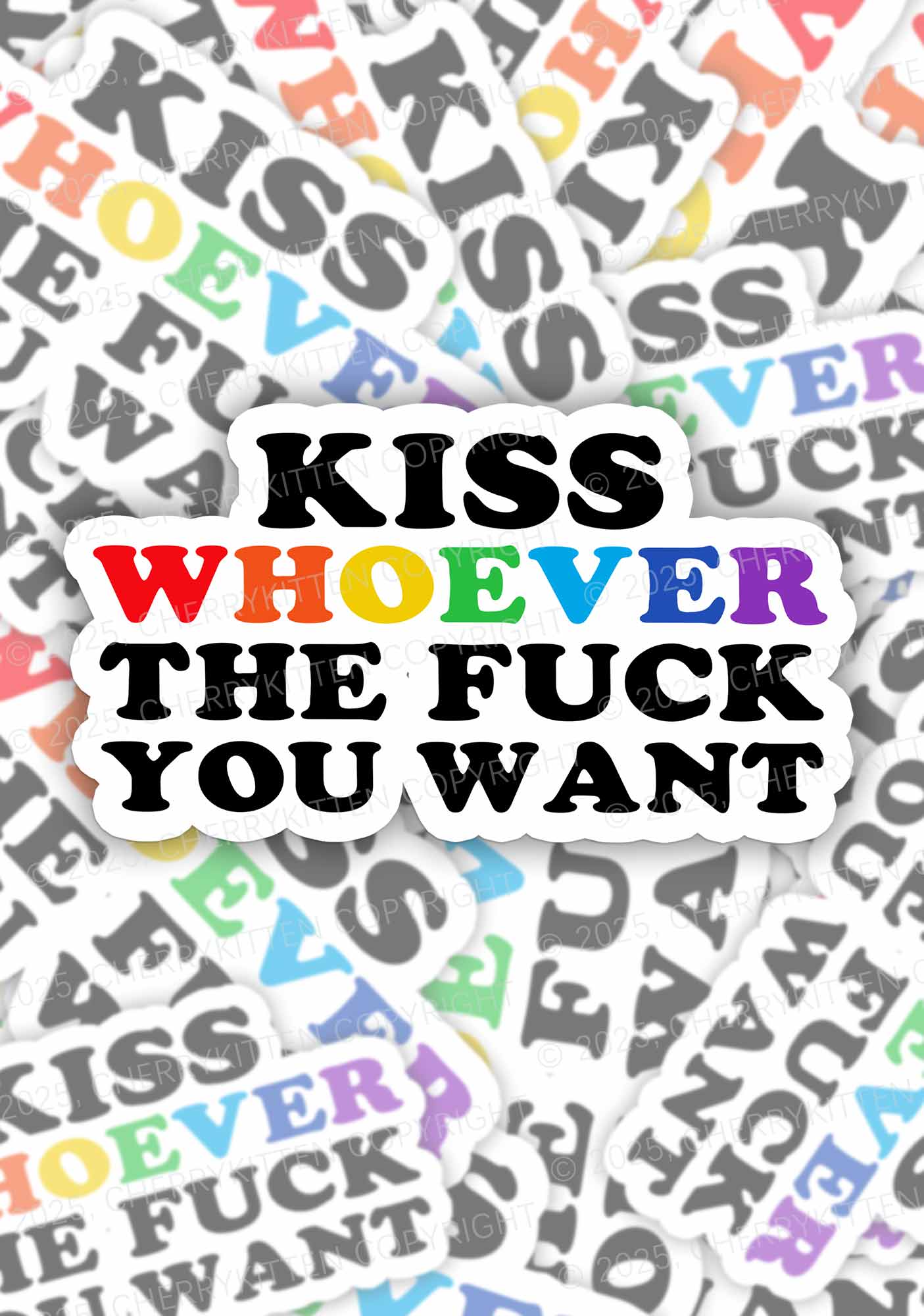 Kiss Whoever You Want Pride 1Pc Y2K Sticker Cherrykitten