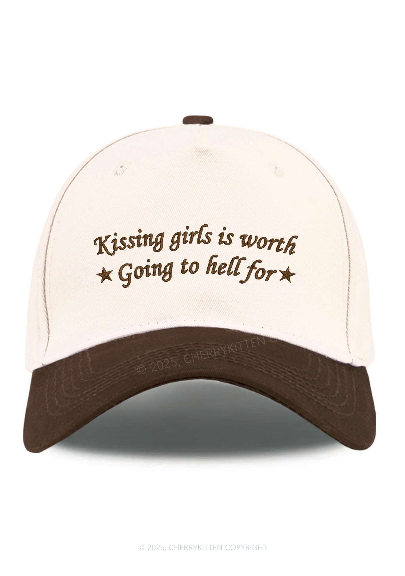 Embroidered Kissing Girls is Worth Pride Y2K Color Block Baseball Cap Cherrykitten