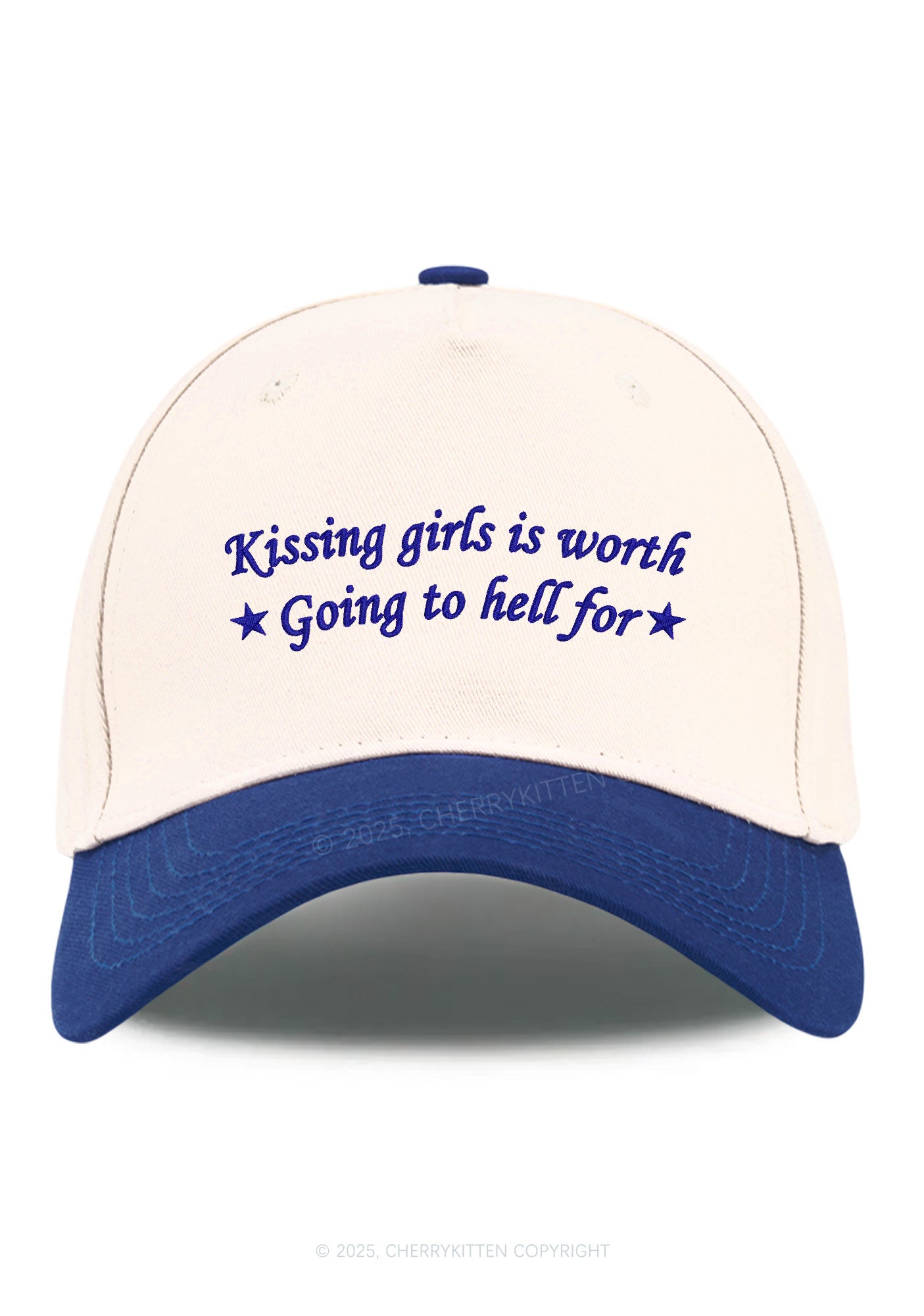 Embroidered Kissing Girls is Worth Pride Y2K Color Block Baseball Cap Cherrykitten