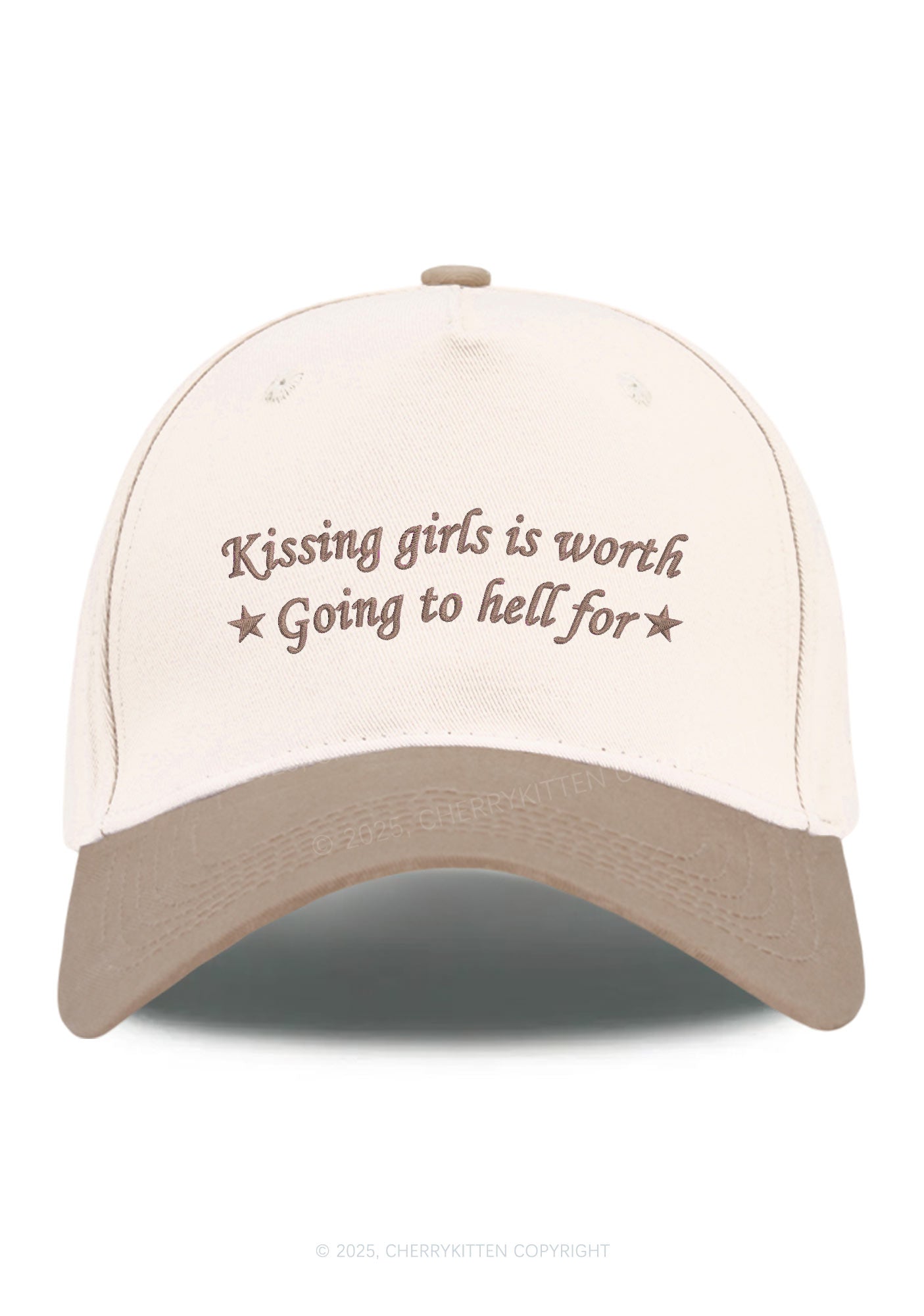 Embroidered Kissing Girls is Worth Pride Y2K Color Block Baseball Cap Cherrykitten