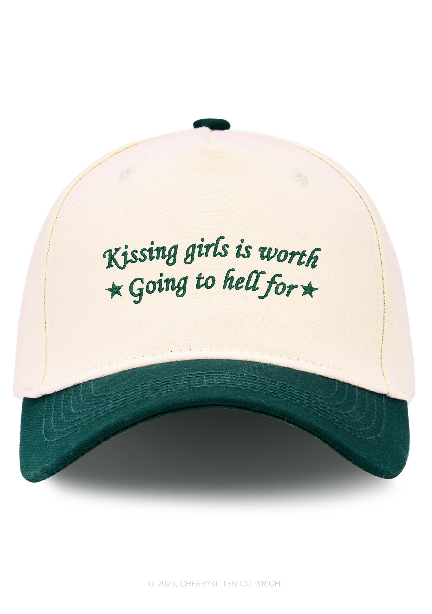 Embroidered Kissing Girls is Worth Pride Y2K Color Block Baseball Cap Cherrykitten