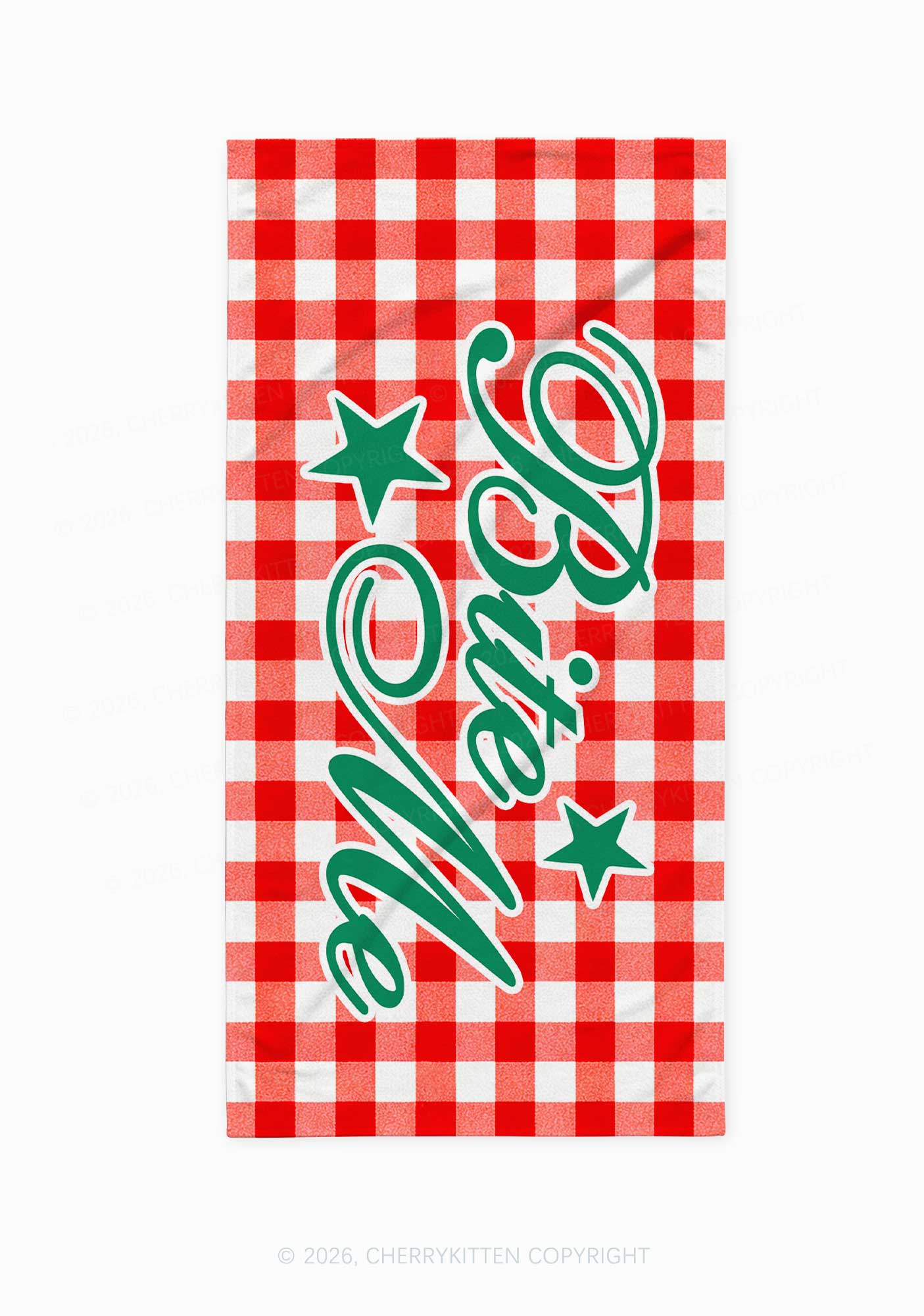 Bite Me Red Plaid Y2K Beach Towel Cherrykitten