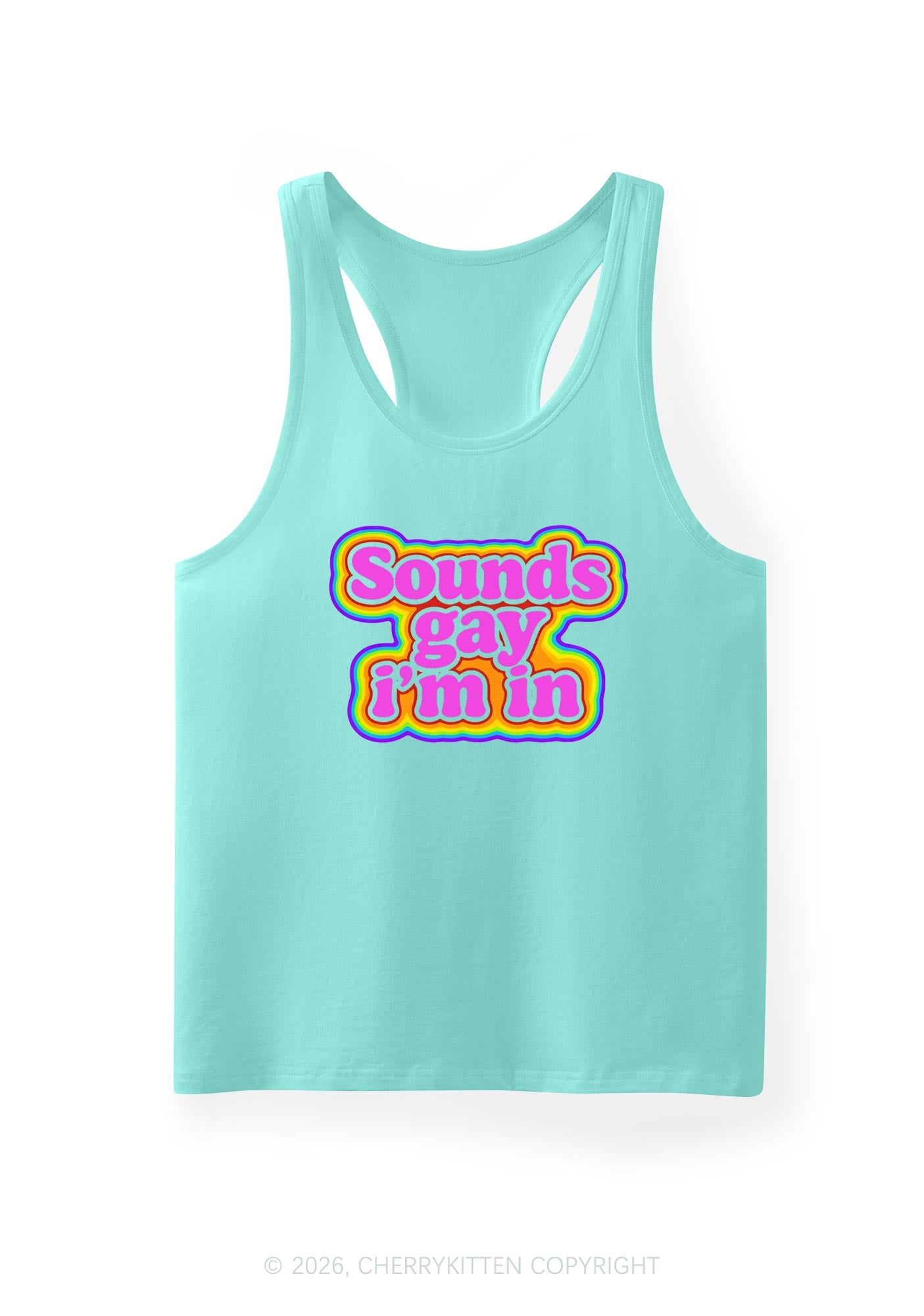 Sounds Gay Im In Pride Y2K Men Racerback Tank Top Cherrykitten