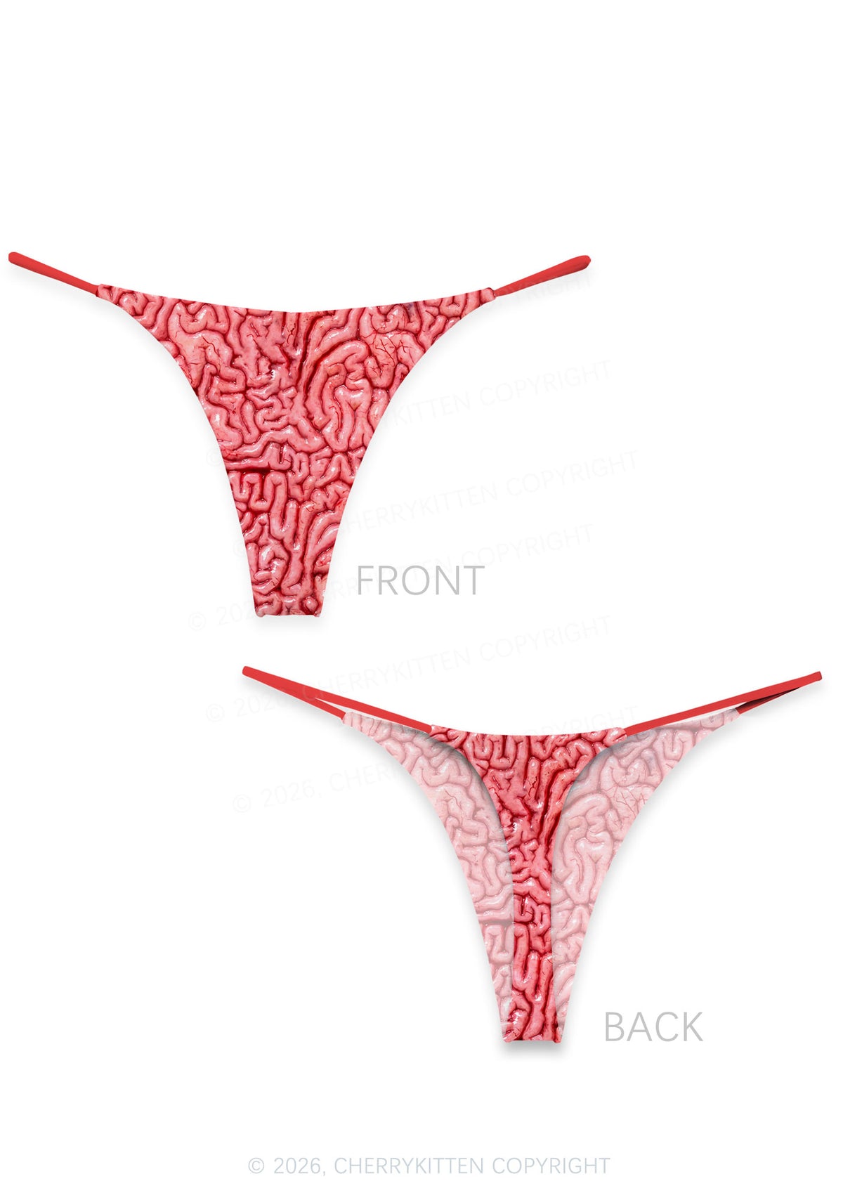 Halloween Fleshy Brain Texture Y2K Print Bikini String Thong Cherrykitten
