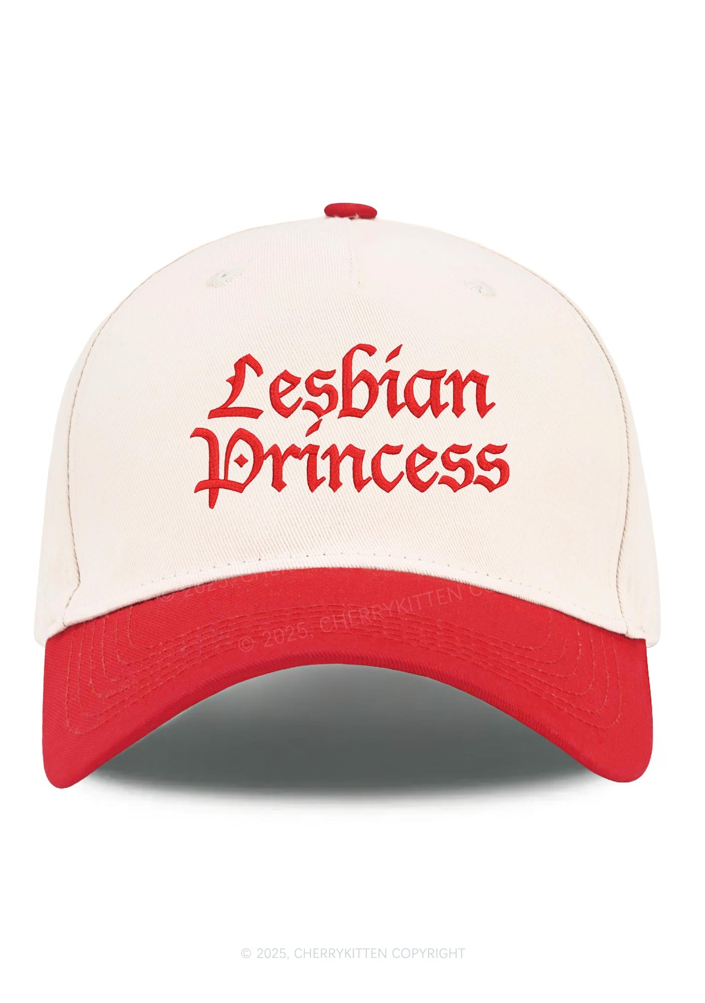 Embroidered Lesbian Princess Pride Y2K Color Block Baseball Cap Cherrykitten