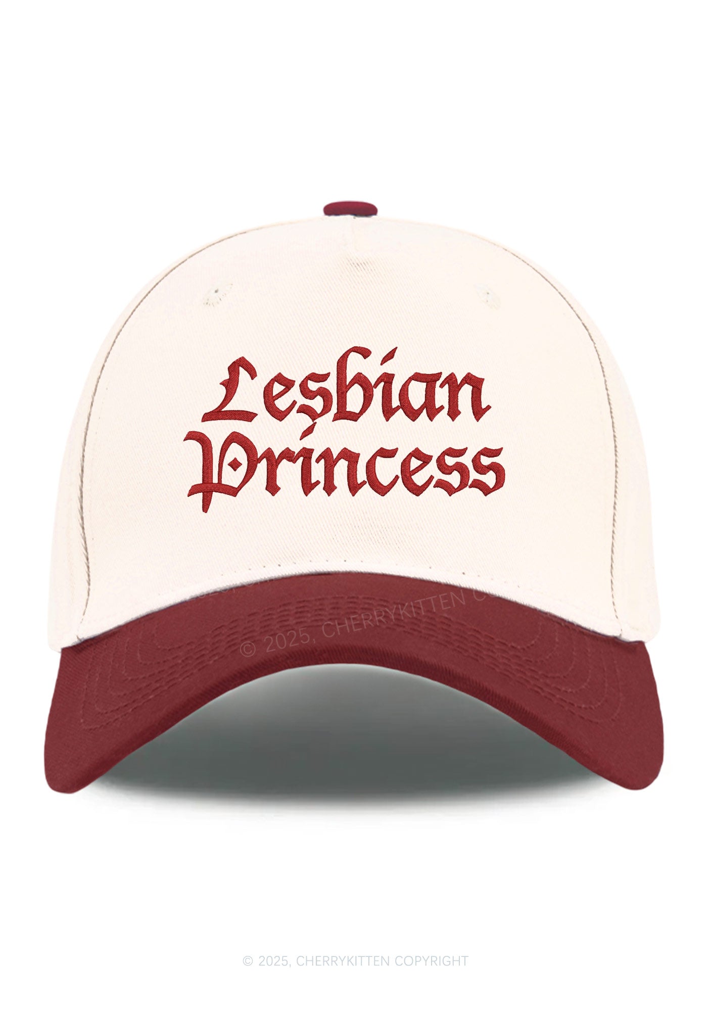 Embroidered Lesbian Princess Pride Y2K Color Block Baseball Cap Cherrykitten