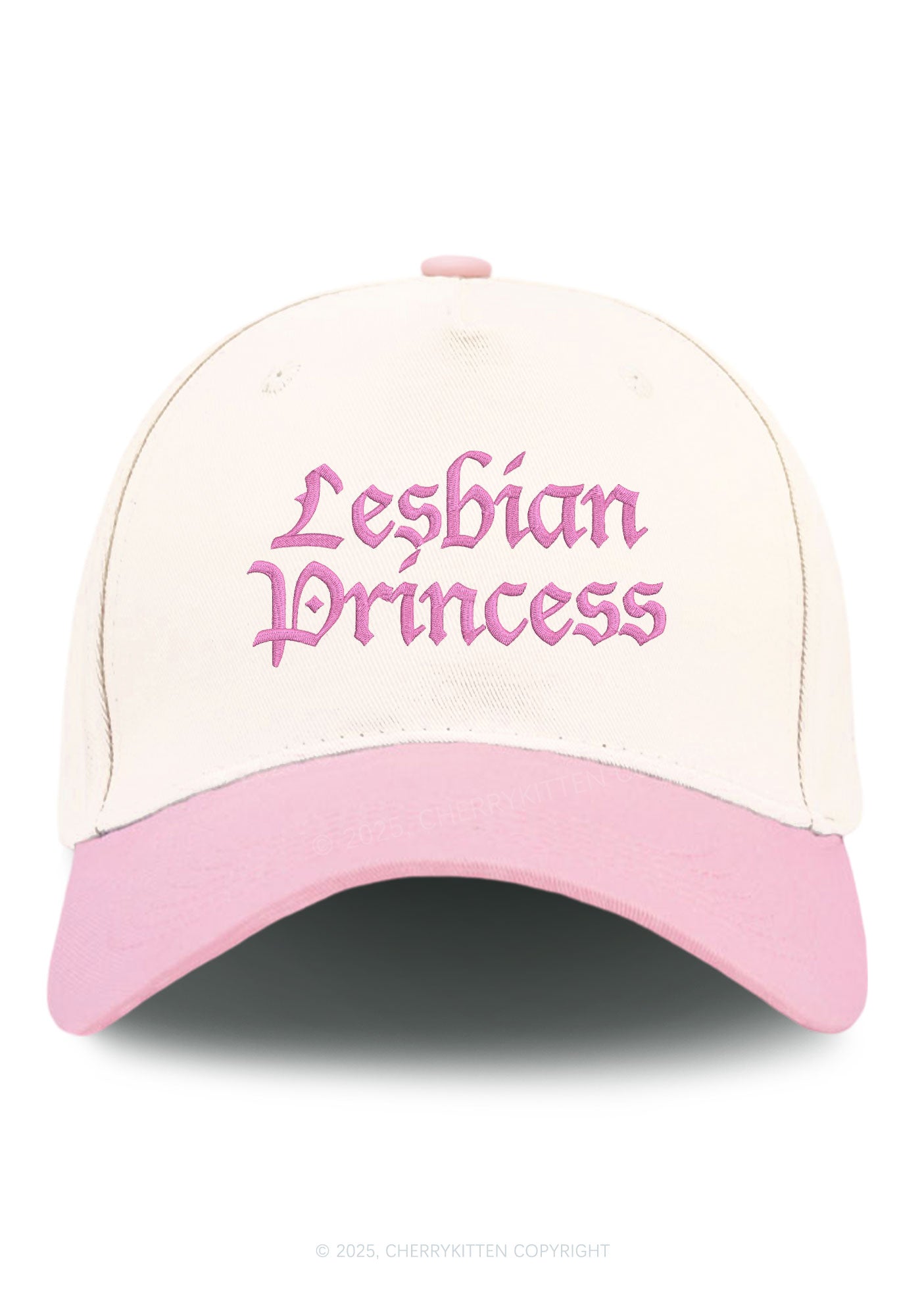 Embroidered Lesbian Princess Pride Y2K Color Block Baseball Cap Cherrykitten