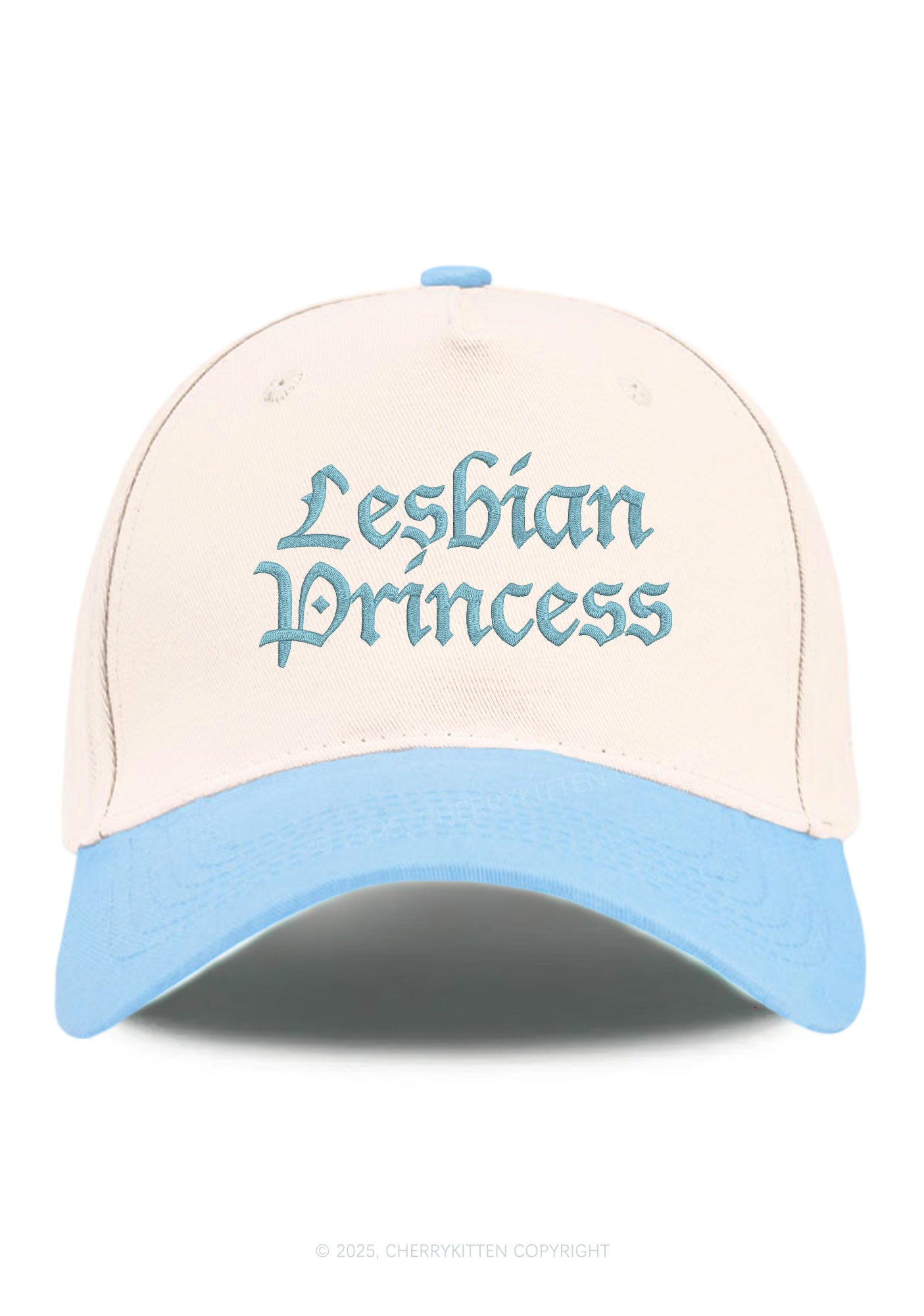 Embroidered Lesbian Princess Pride Y2K Color Block Baseball Cap Cherrykitten