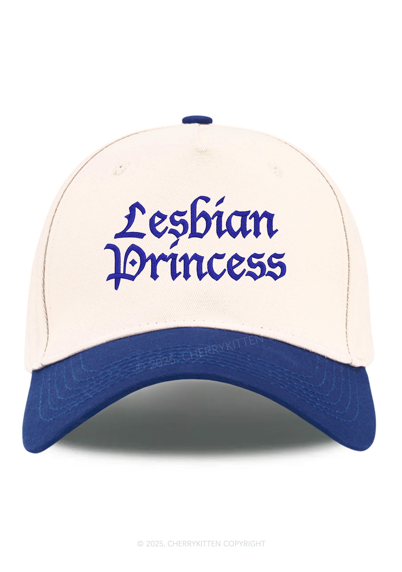 Embroidered Lesbian Princess Pride Y2K Color Block Baseball Cap Cherrykitten