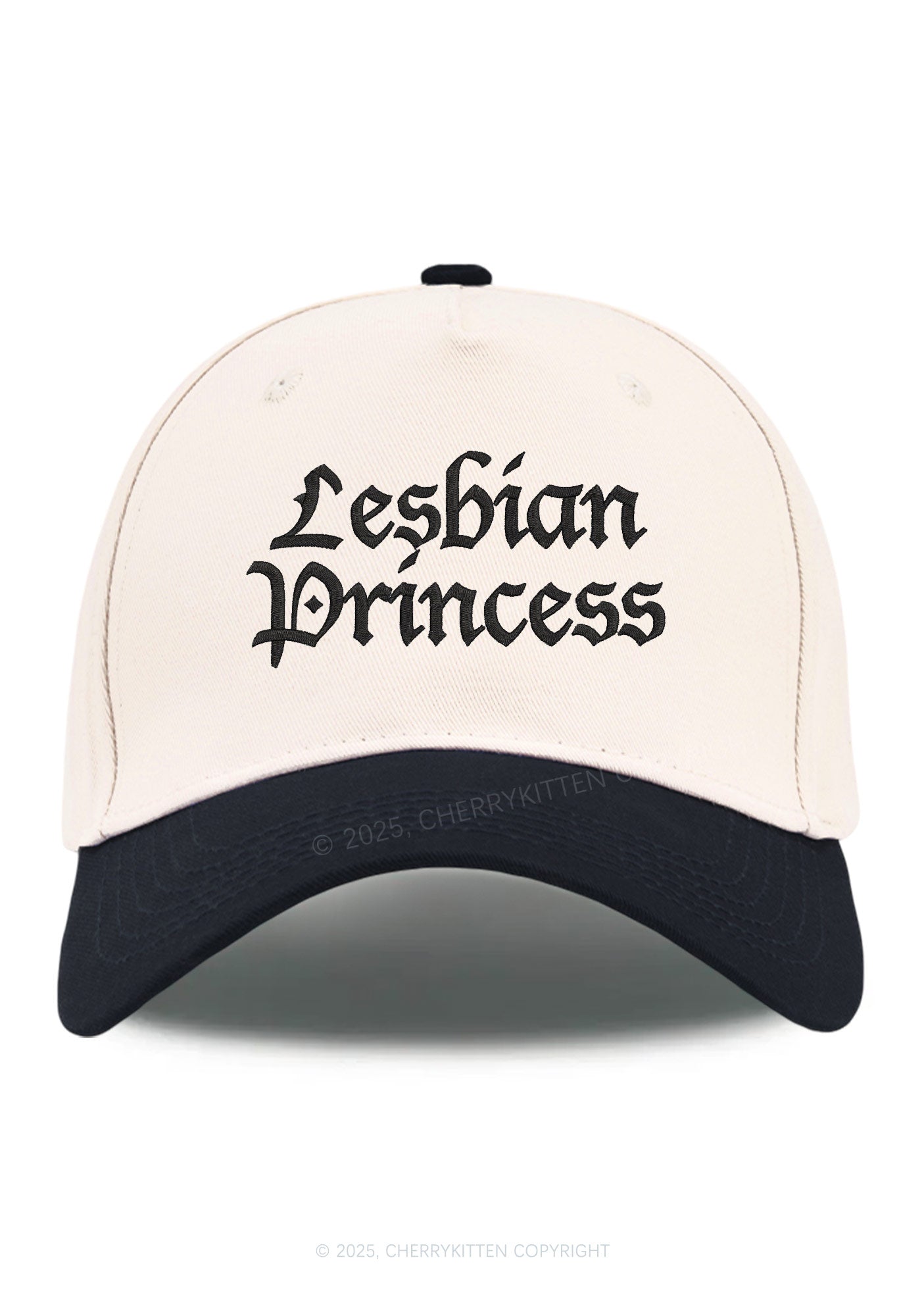 Embroidered Lesbian Princess Pride Y2K Color Block Baseball Cap Cherrykitten