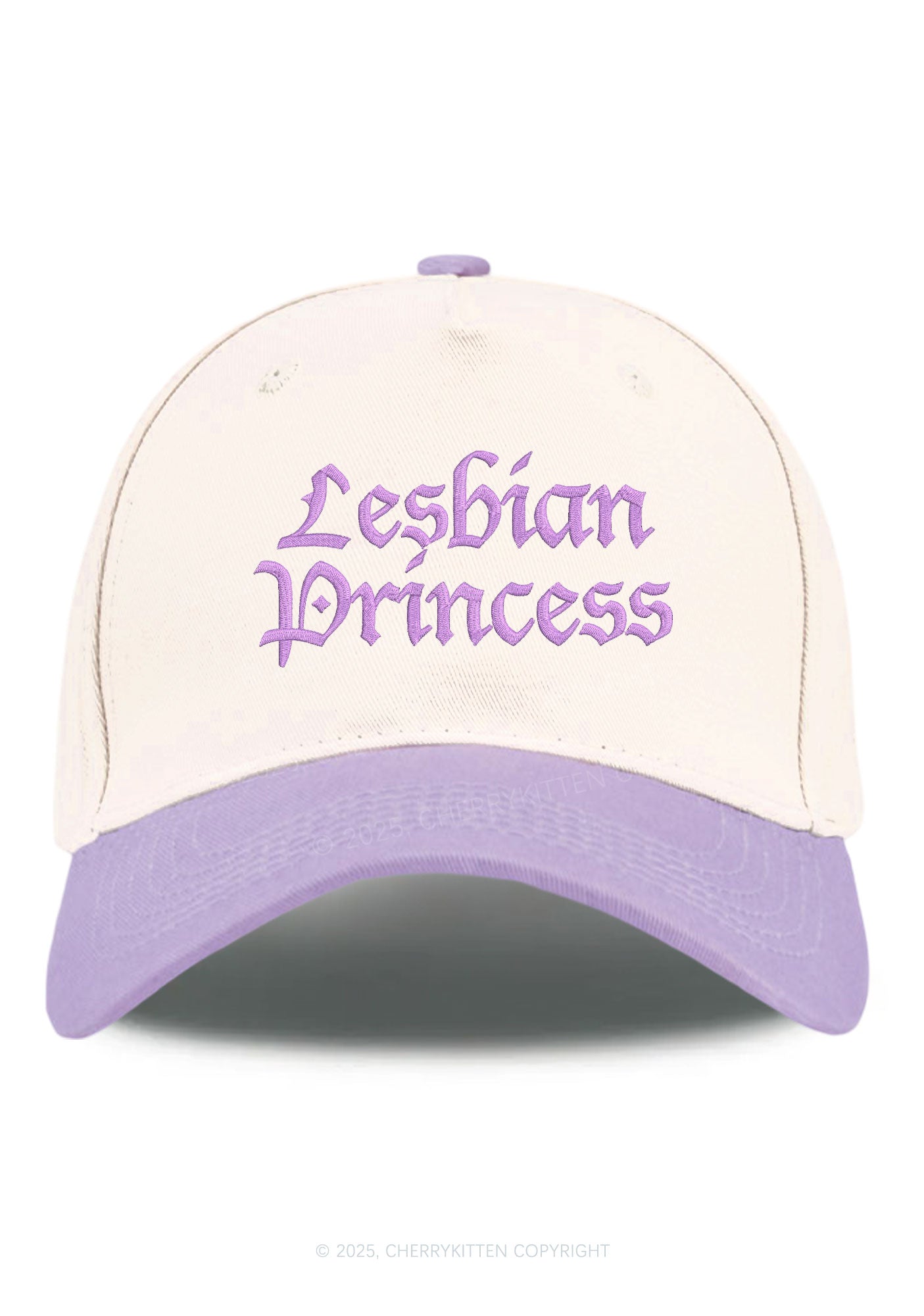 Embroidered Lesbian Princess Pride Y2K Color Block Baseball Cap Cherrykitten